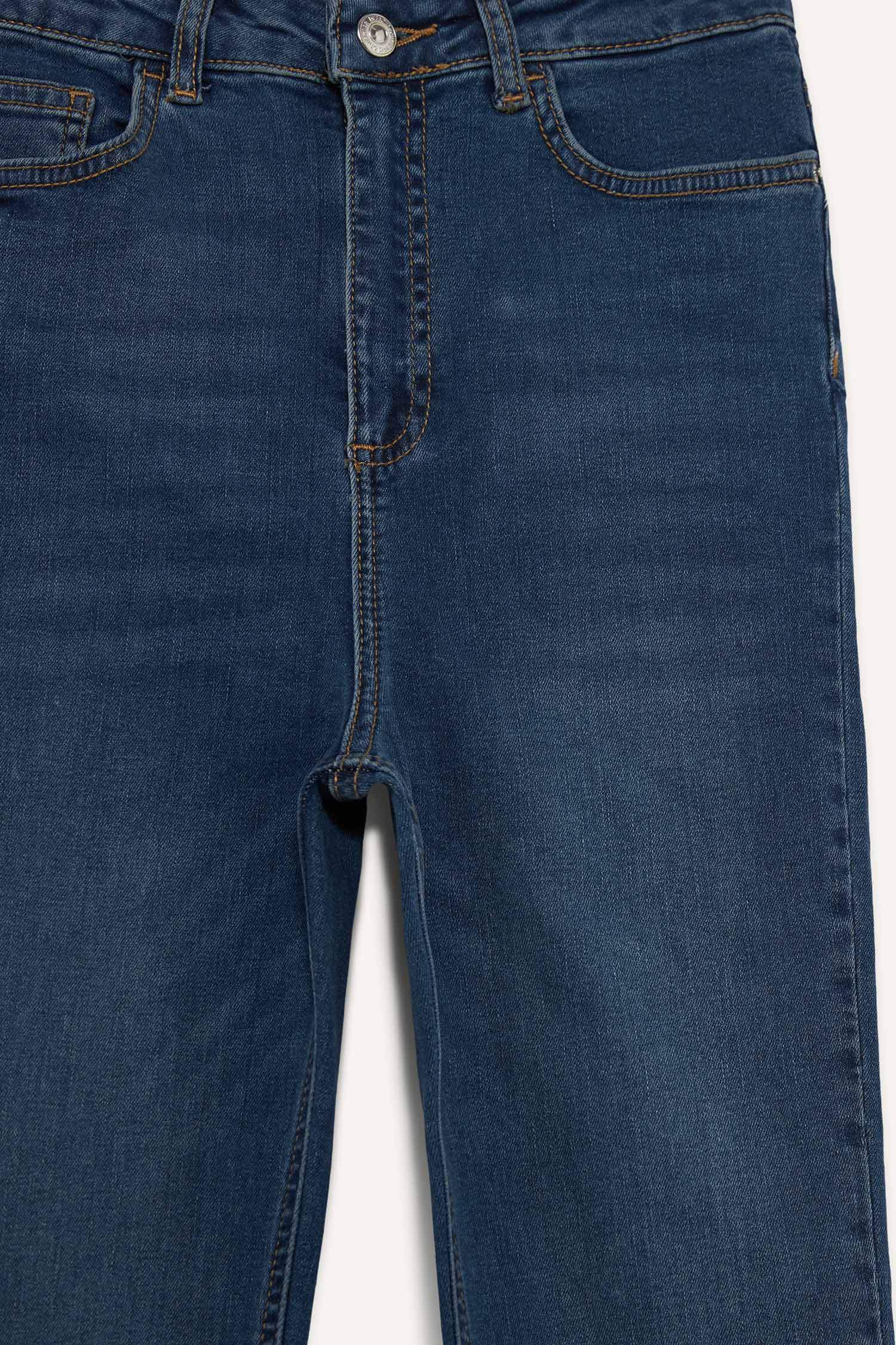 Anna Skinny Fit Yüksek Bel Düz Paça Uzun Jean Taş Yıkama Pantolon