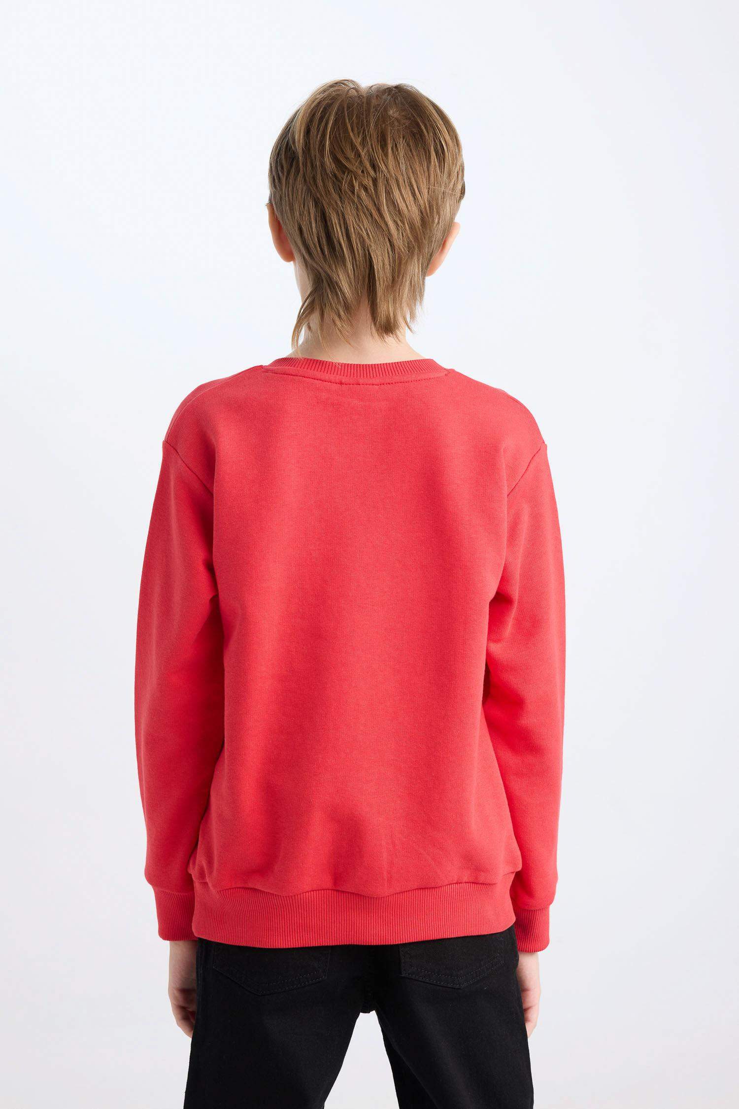 Erkek Çocuk Kırmızı Bisiklet Yaka Atatürk Baskılı Sweatshirt