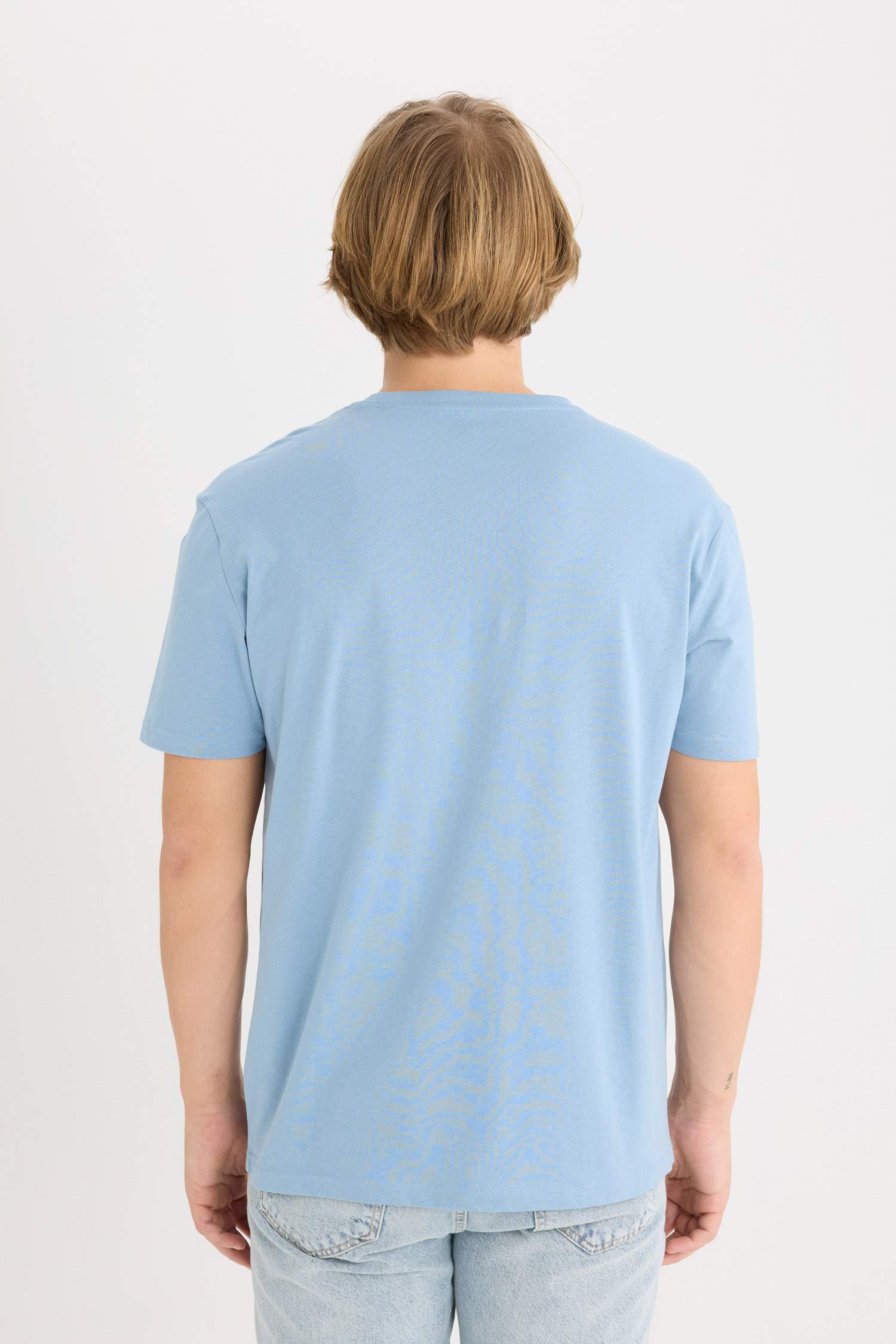 %100 Pamuk Regular Fit Bisiklet Yaka Baskılı Kısa Kollu Tişört