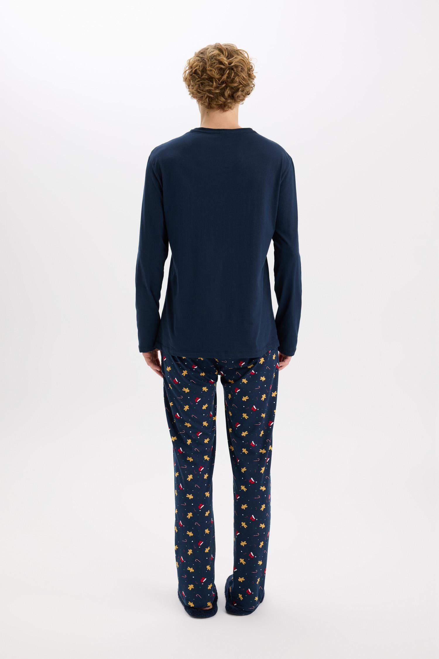 New Year Themed Top Long Bottom 2 Piece Pajama Set