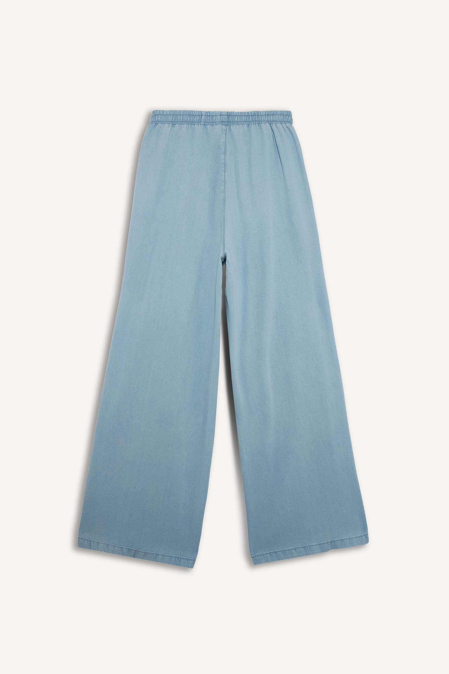 Yüksek Bel Düz Paça Tensel Yıkamalı Pantolon