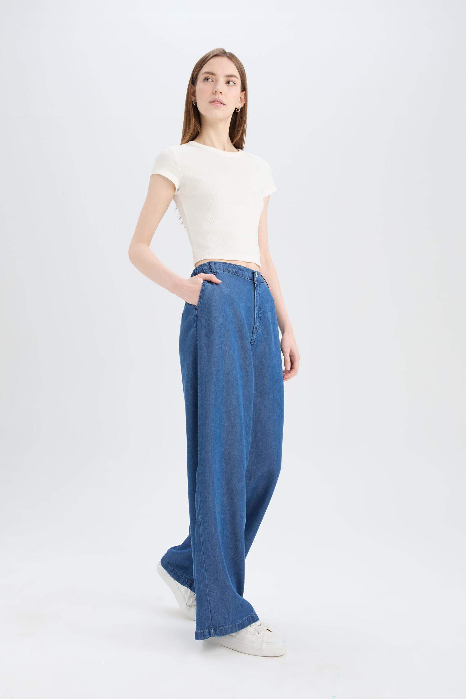 Широкие мягкие джинсы pull-on с высокой посадкой и эффектом стирки