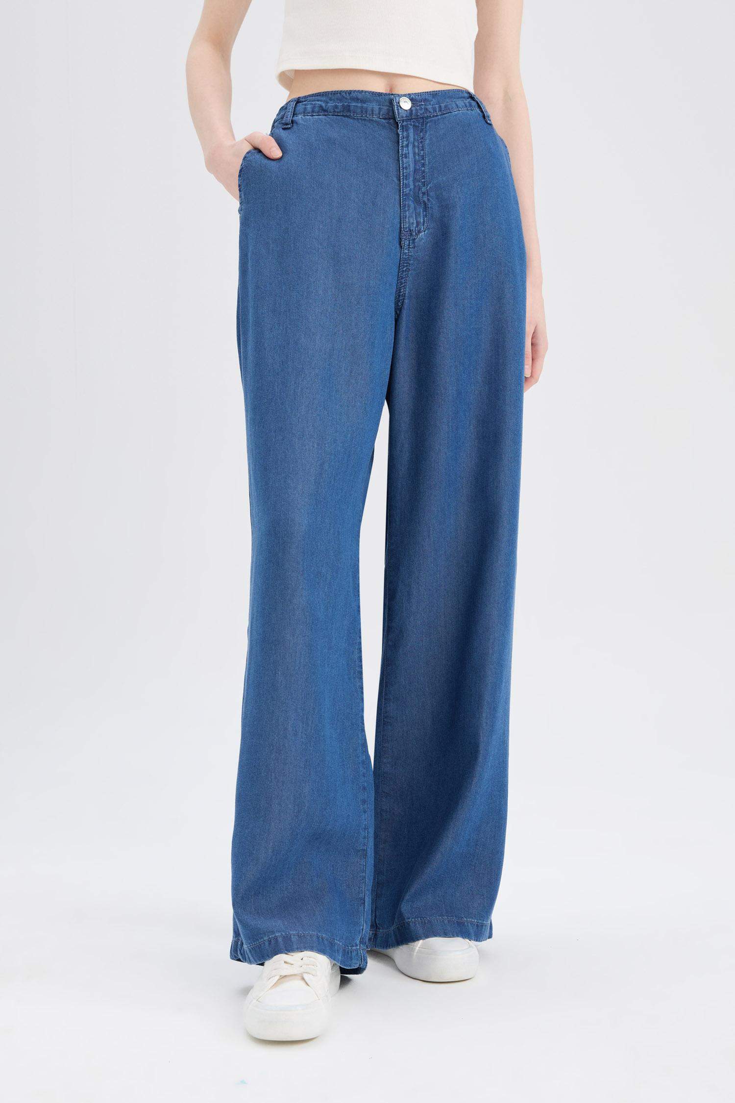 Широкие мягкие джинсы pull-on с высокой посадкой и эффектом стирки