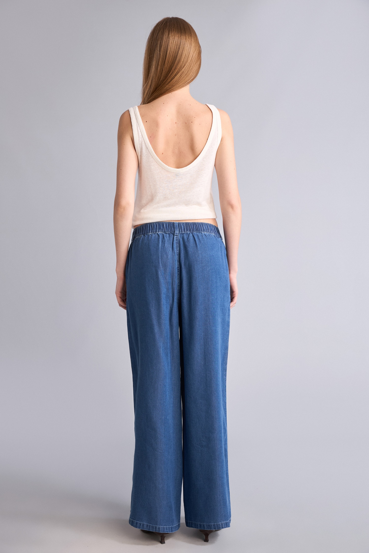 DeFacto Wide Leg Akışkan Kumaş Yüksek Bel Jean Pantolon görsel 5