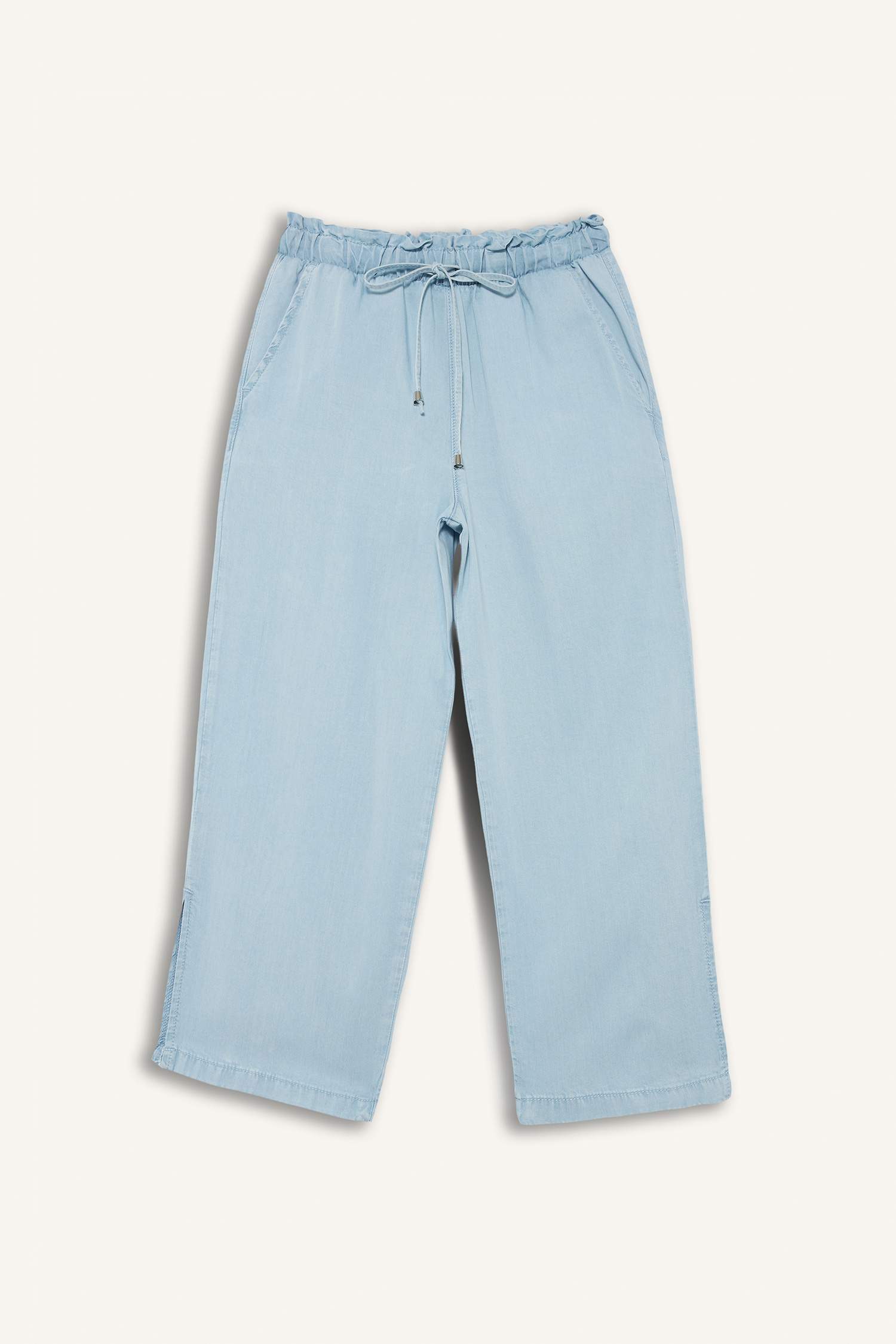 Pull On Culotte Yüksek Beli Lastikli Tensel Yıkamalı Pantolon