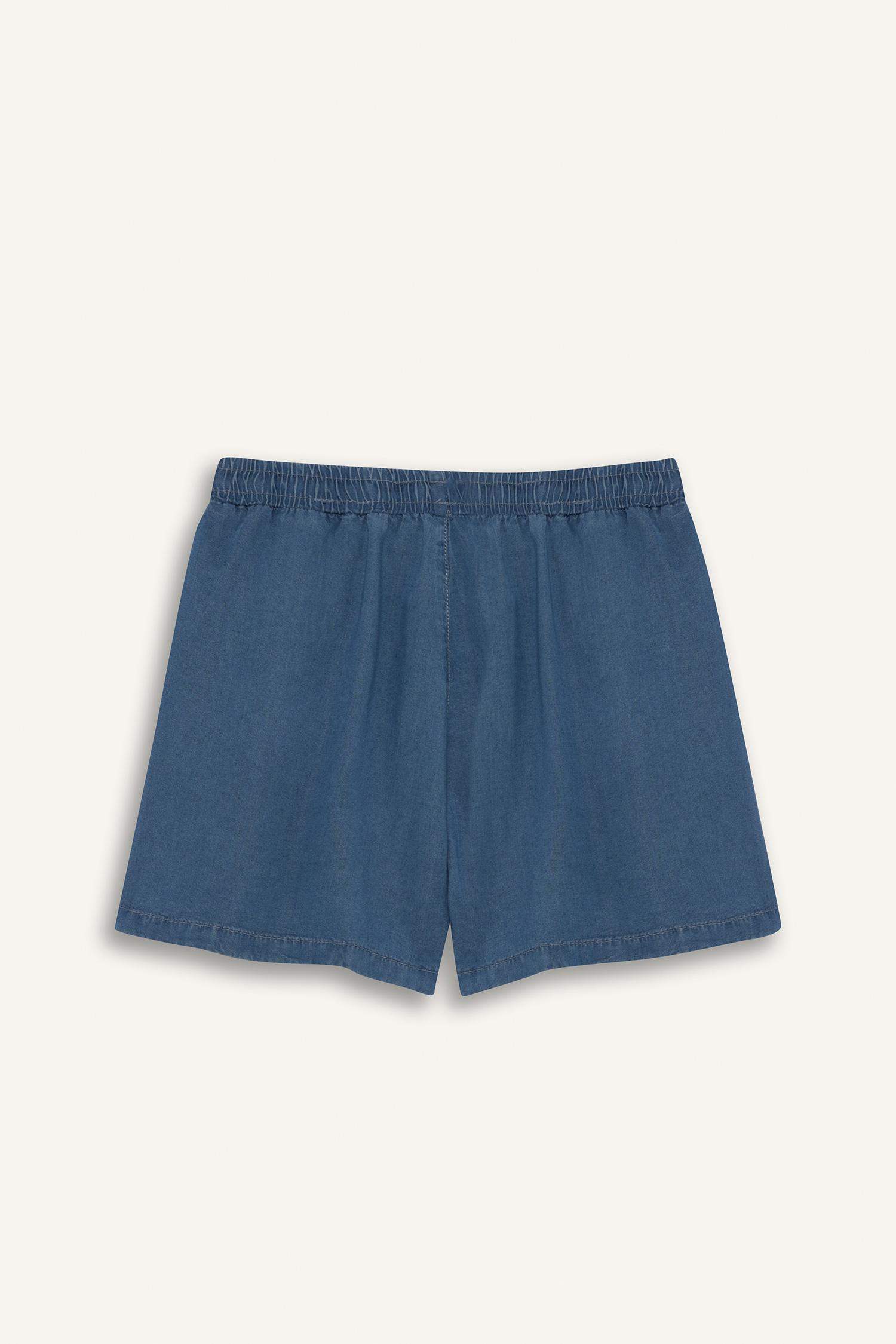 Yüksek Beli Lastikli Tensel Şort