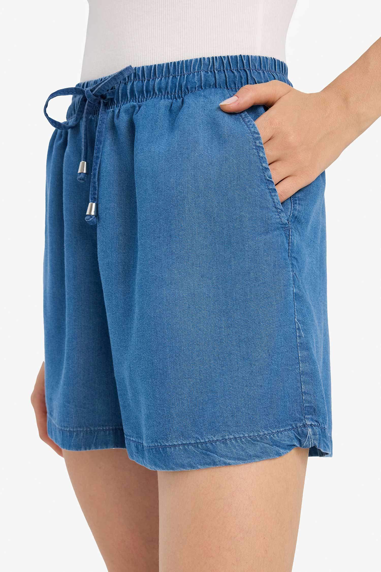 Шорты из тенселя с высокой посадкой