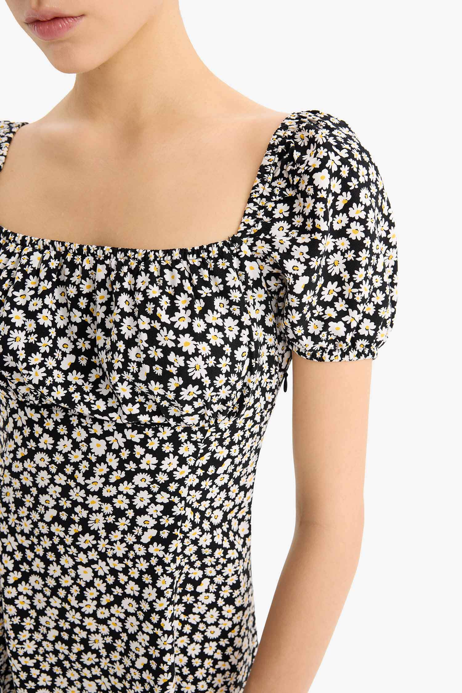 Coool мини-платье с квадратным вырезом и цветочным узором