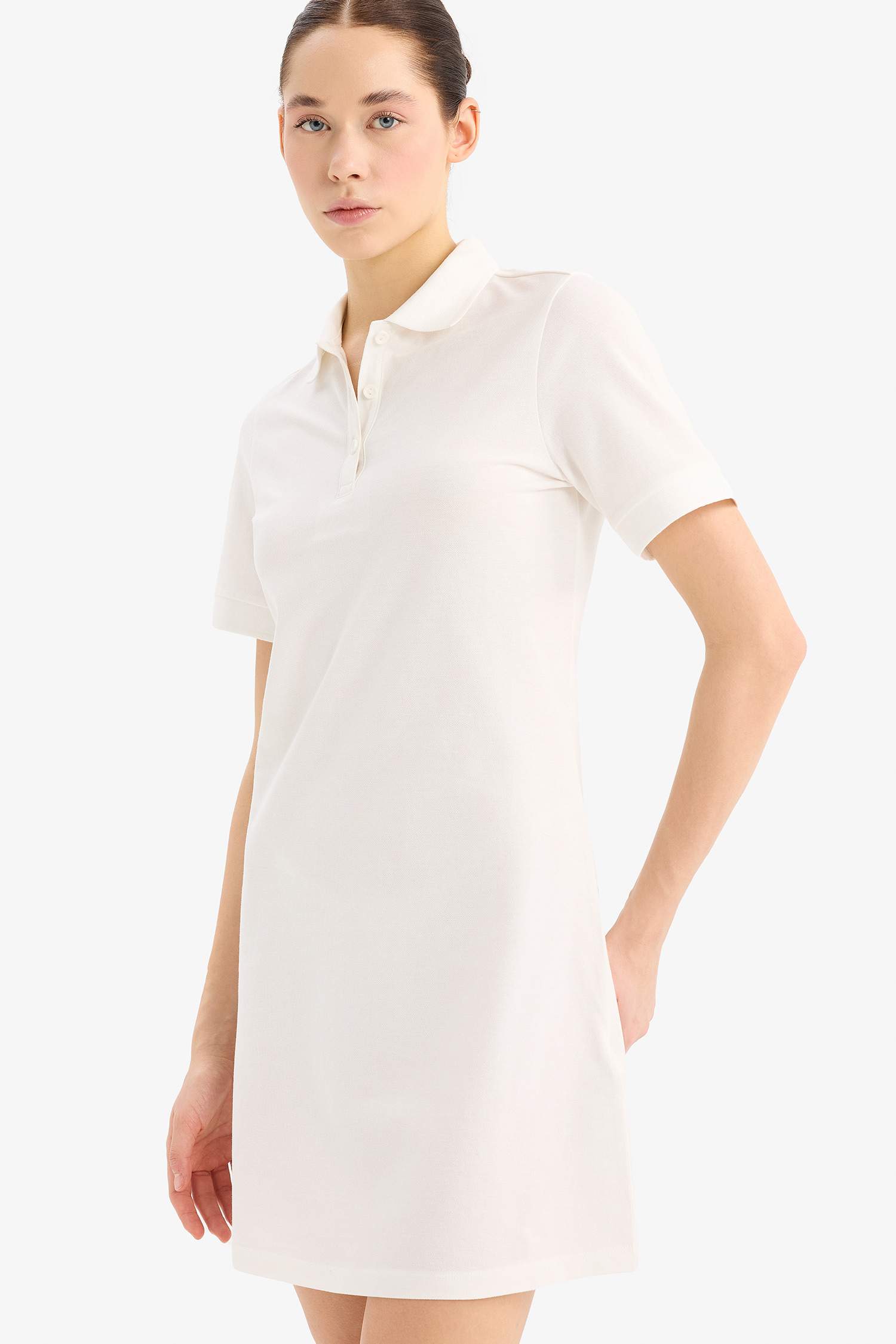 Coool поло жаға қысқа жеңді Қысқа жеңді трикотаж көйлек