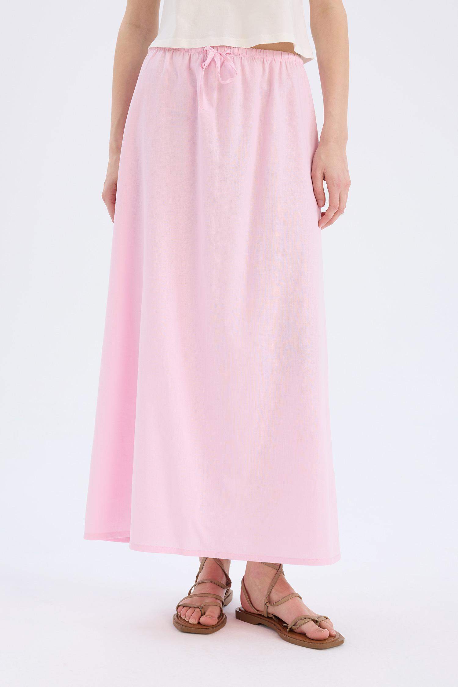 Coool A Kesim Normal Bel Keten Karışımlı Maxi Etek