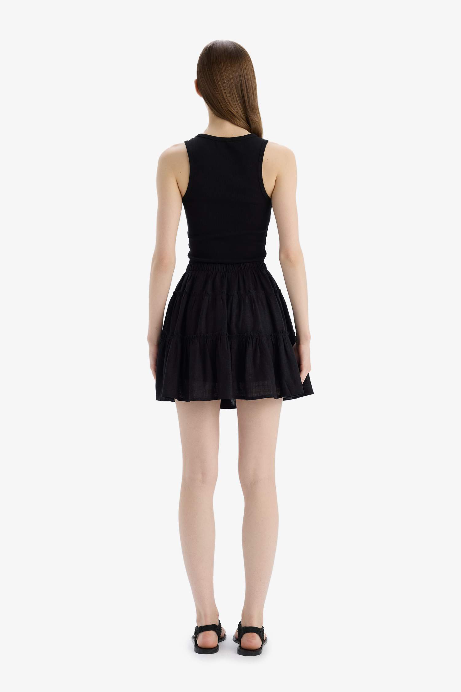 Мини-Юбка из Льна с Нормальной Посадкой