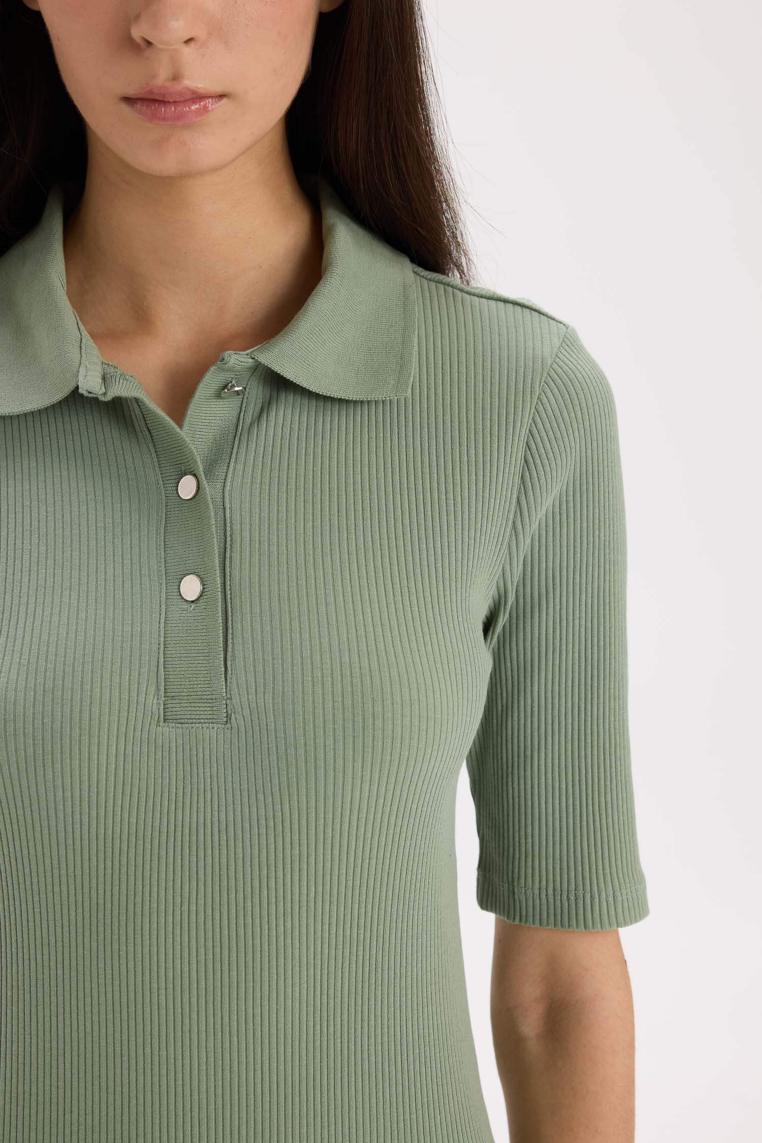 тығыз көйлек поло жаға ұзын жеңді Қысқа жеңді трикотаж көйлек