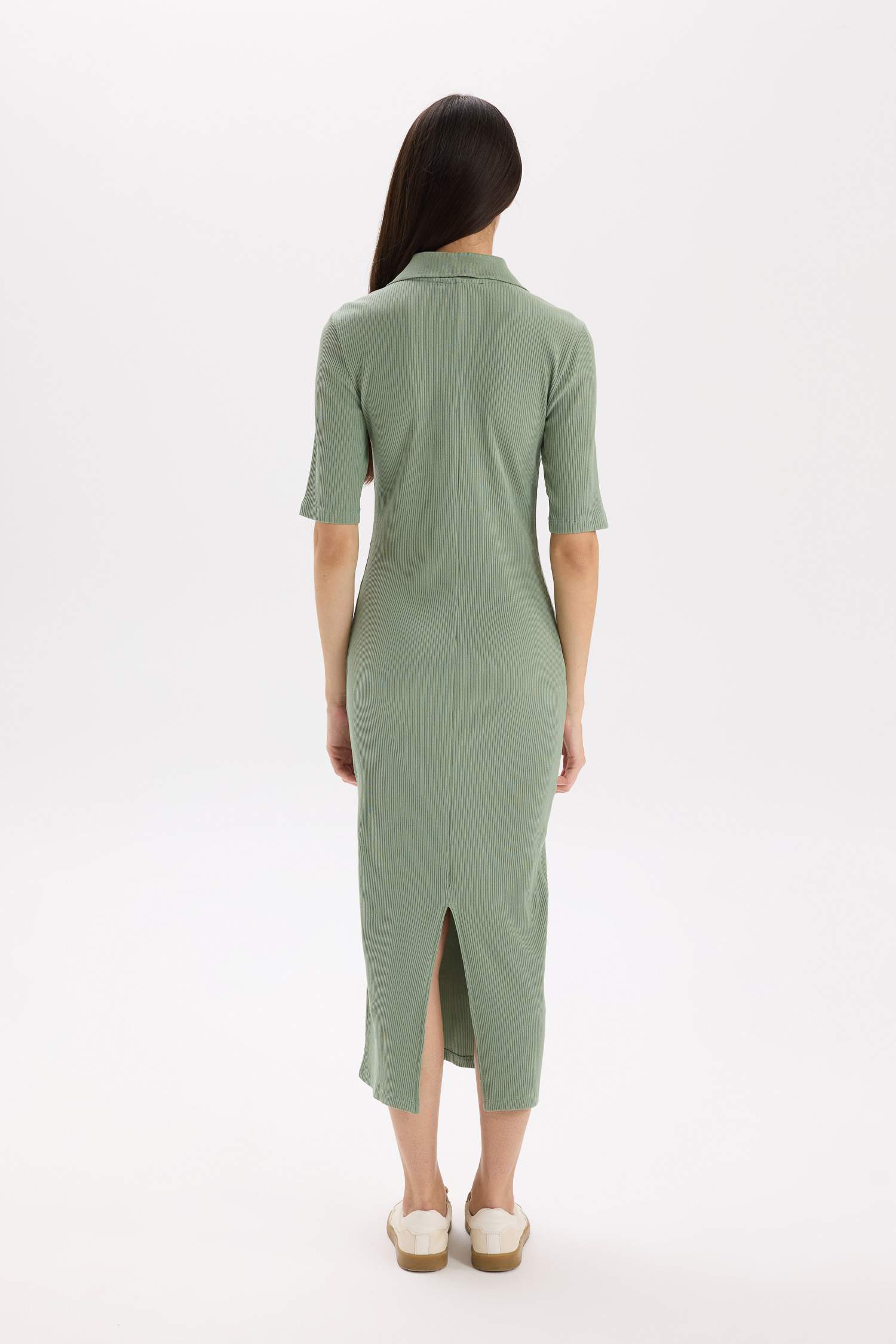 тығыз көйлек поло жаға ұзын жеңді Қысқа жеңді трикотаж көйлек