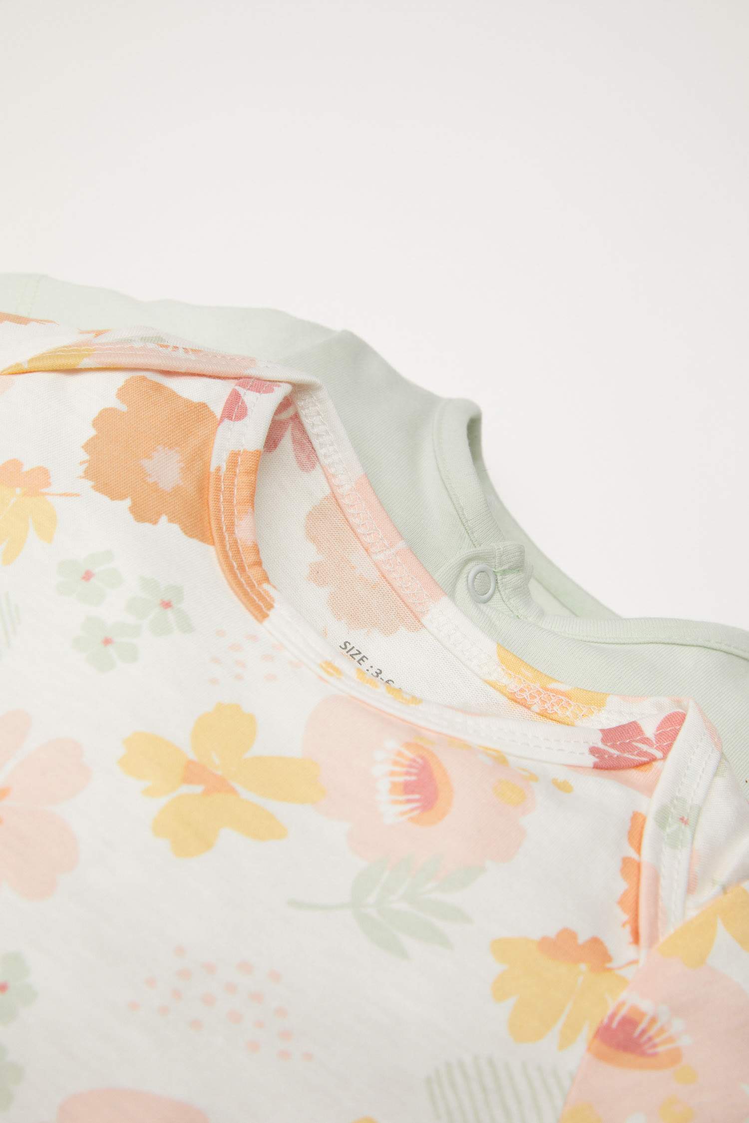 Kız Bebek Yenidoğan Desenli Penye 2'li Kısa Kollu Tulum