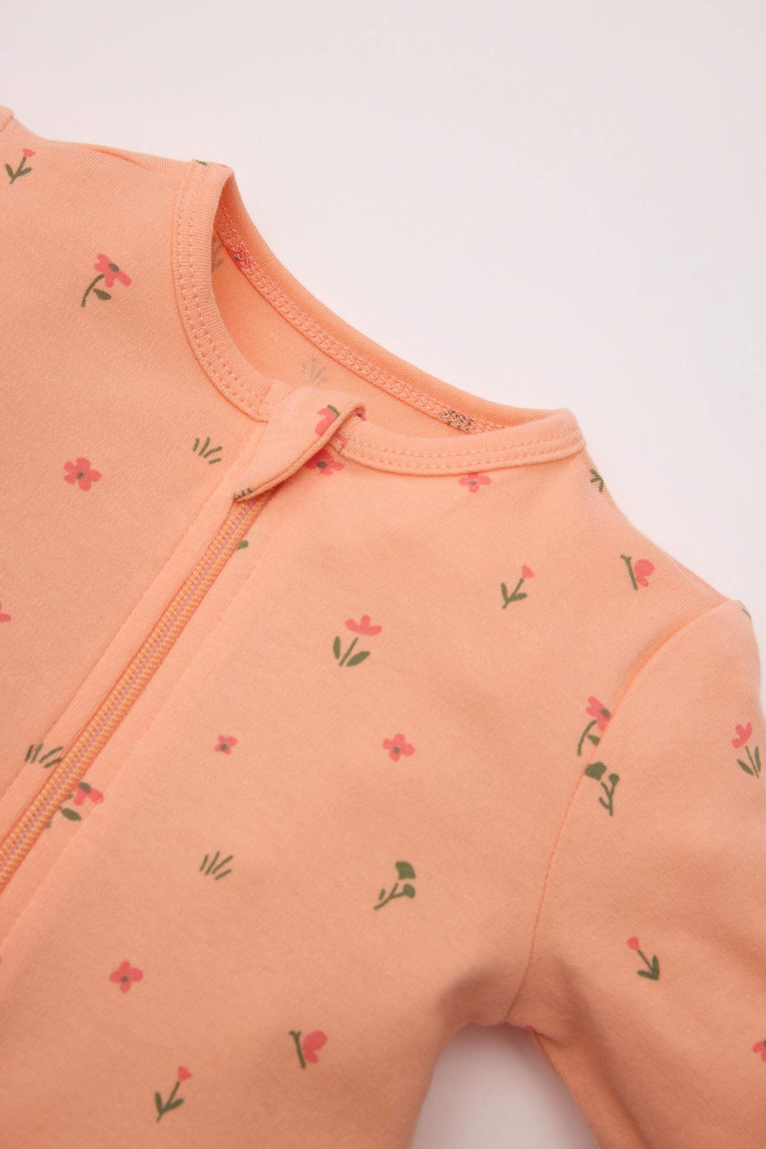 Kız Bebek Yenidoğan Çiçekli Uzun Kollu Fermuarlı Tulum