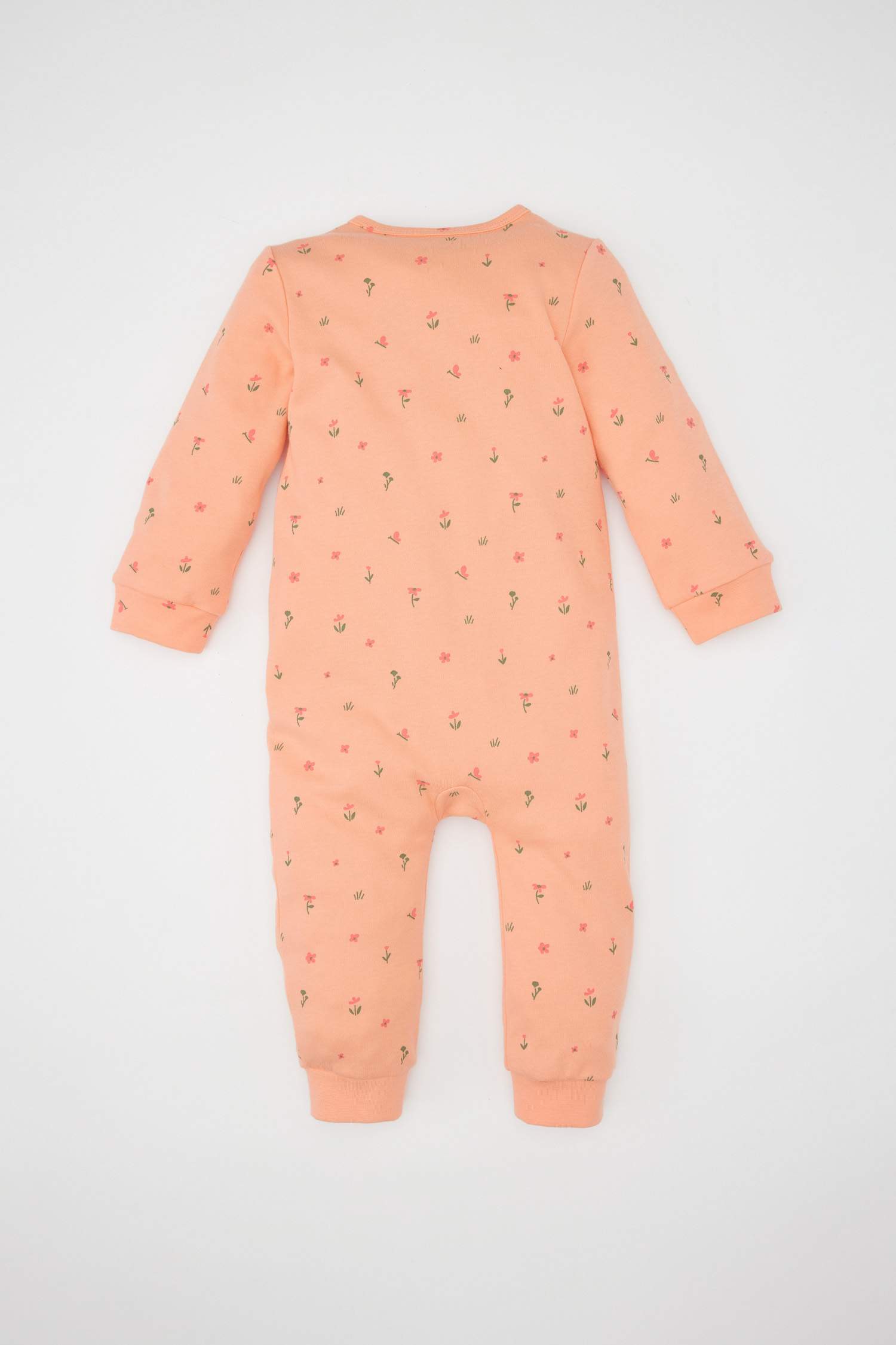 Kız Bebek Yenidoğan Çiçekli Uzun Kollu Fermuarlı Tulum