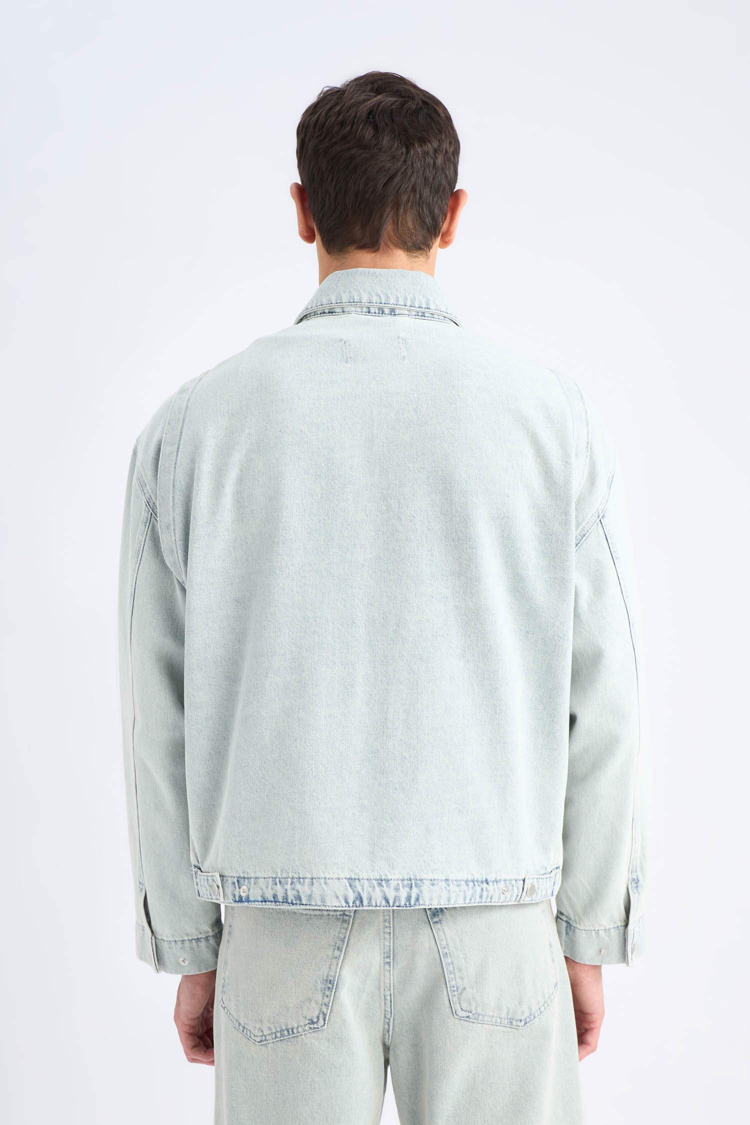 %100 Pamuk Relax Fit Fermuarlı Mevsimlik Baharlık Denim Ceket