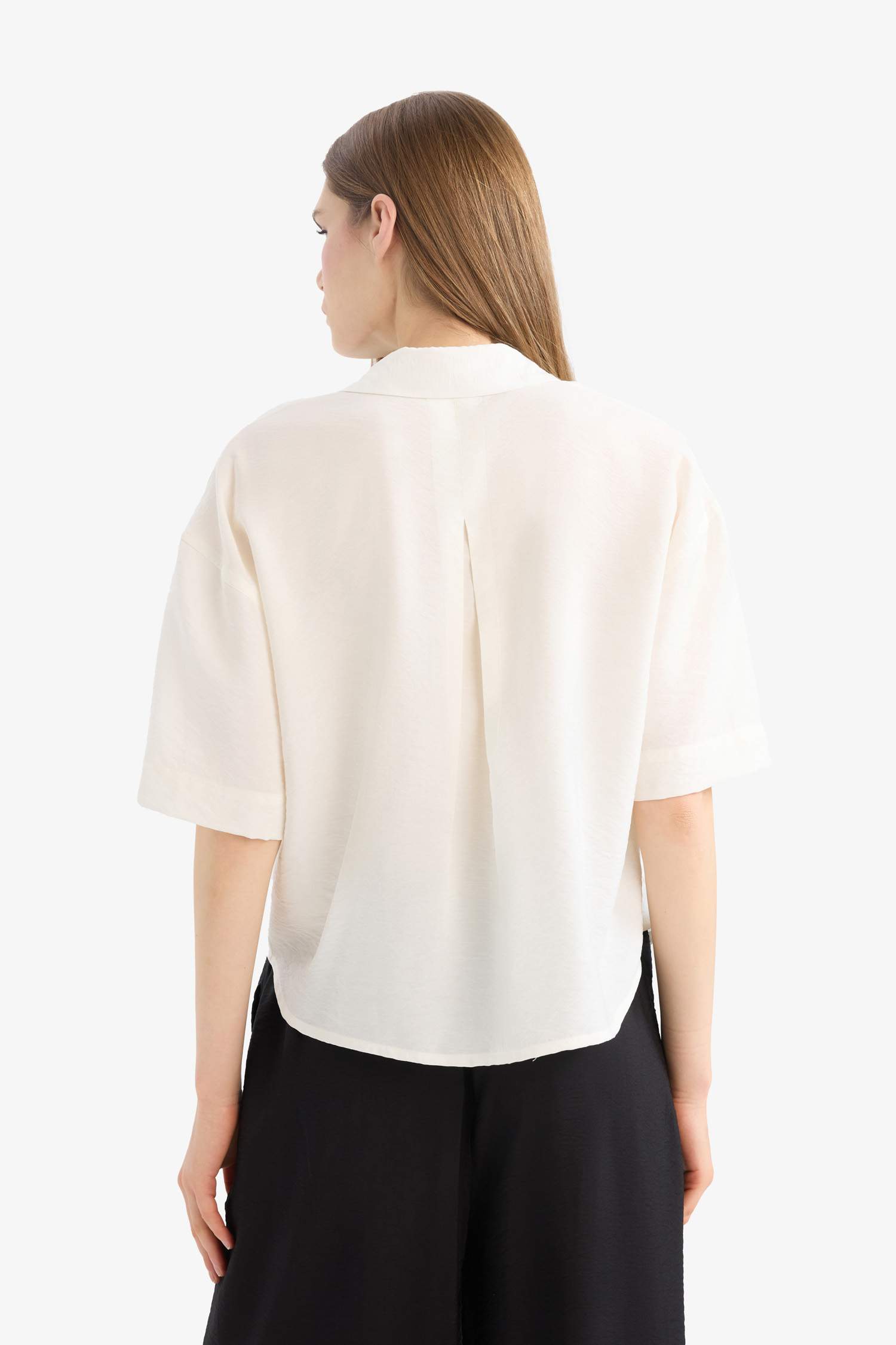 Oversize Fit Shirt Collar Short Sleeve Shirt