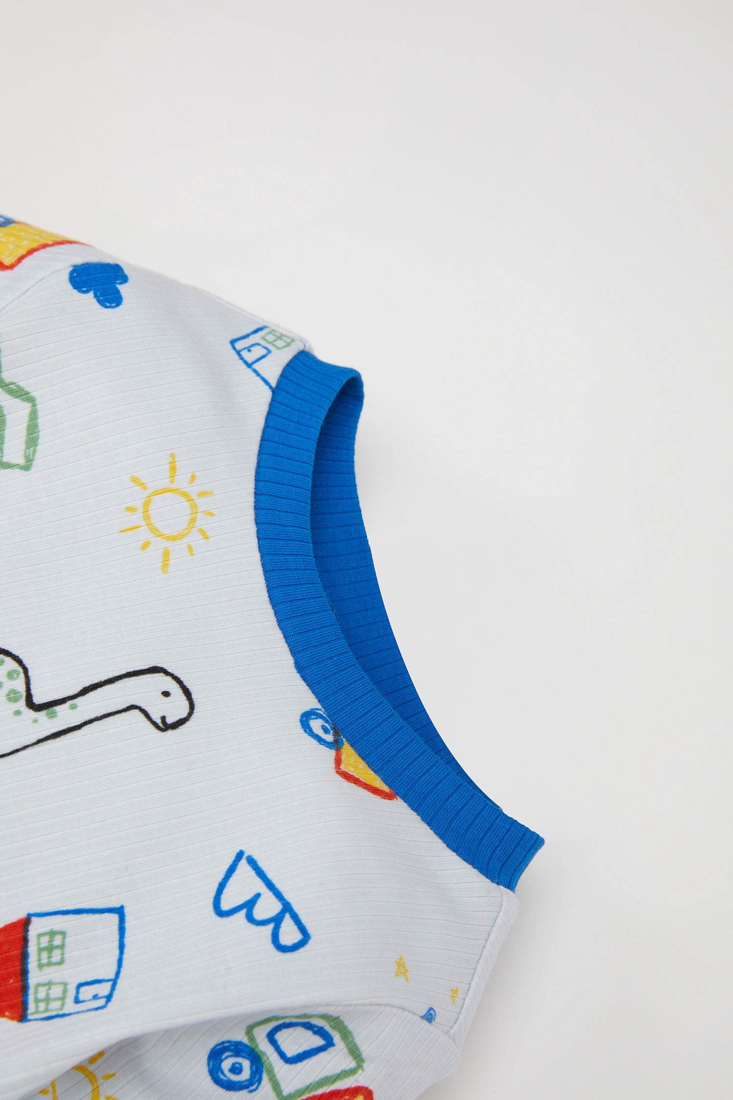 Erkek Bebek Pijama Takımı Dinozor Baskılı Uzun Kollu Fitilli Kaşkorse Üst Beli Lastikli Uzun Alt