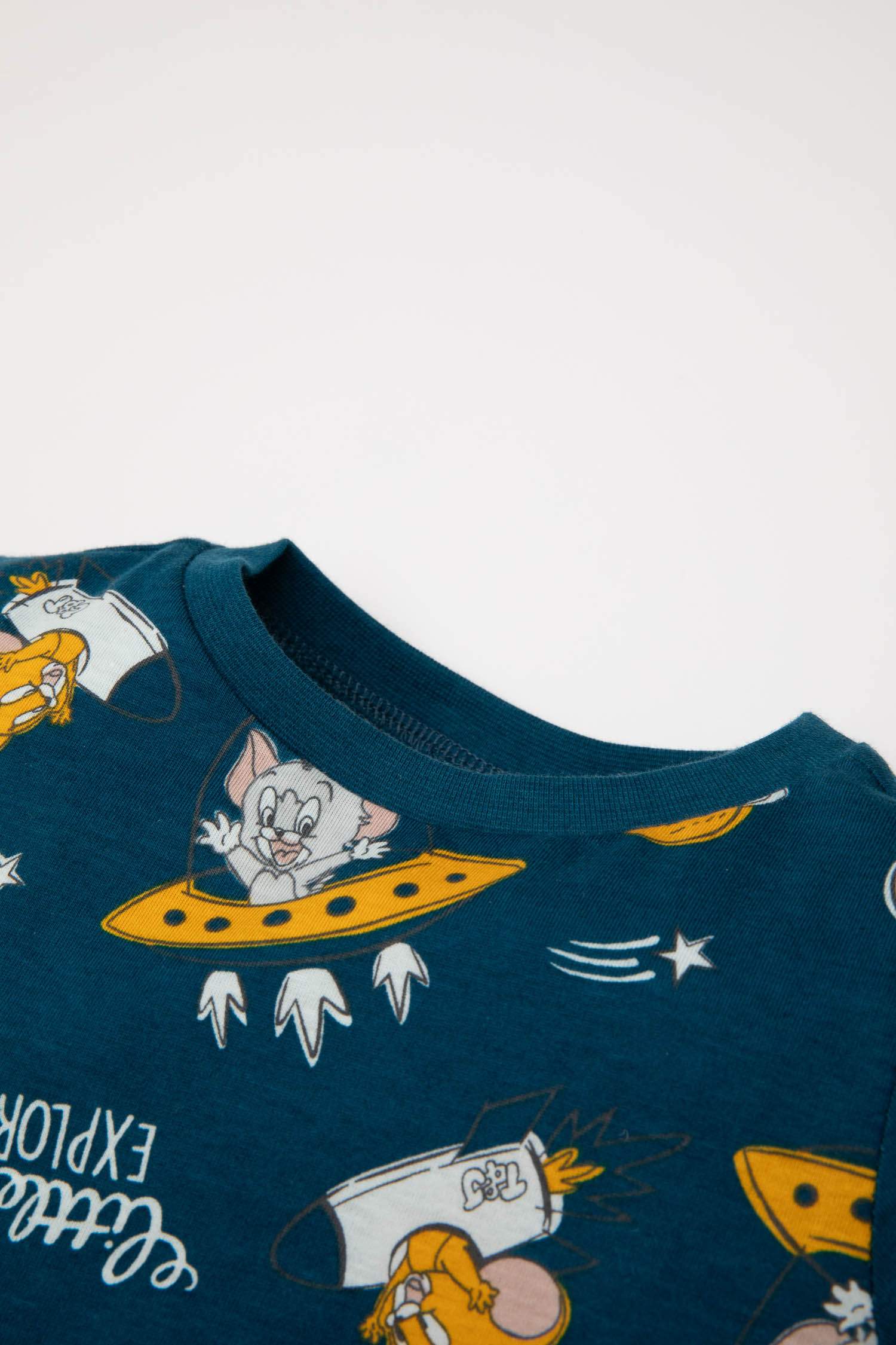 Erkek Bebek Tom & Jerry Pijama Takımı Kısa Kollu Penye Üst Şort