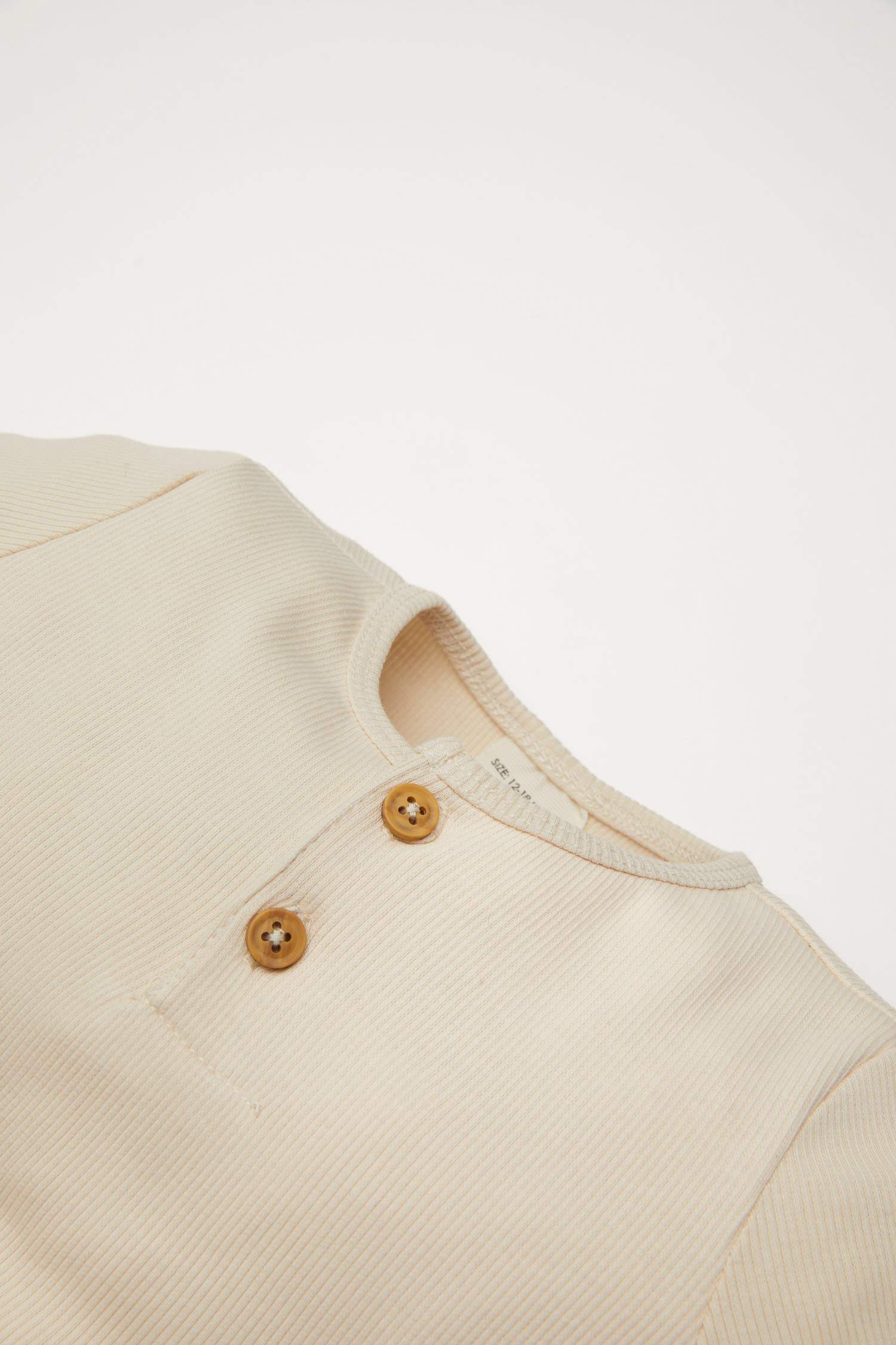 Erkek Bebek Yenidoğan Fitilli Kaşkorse Kısa Kollu Tulum