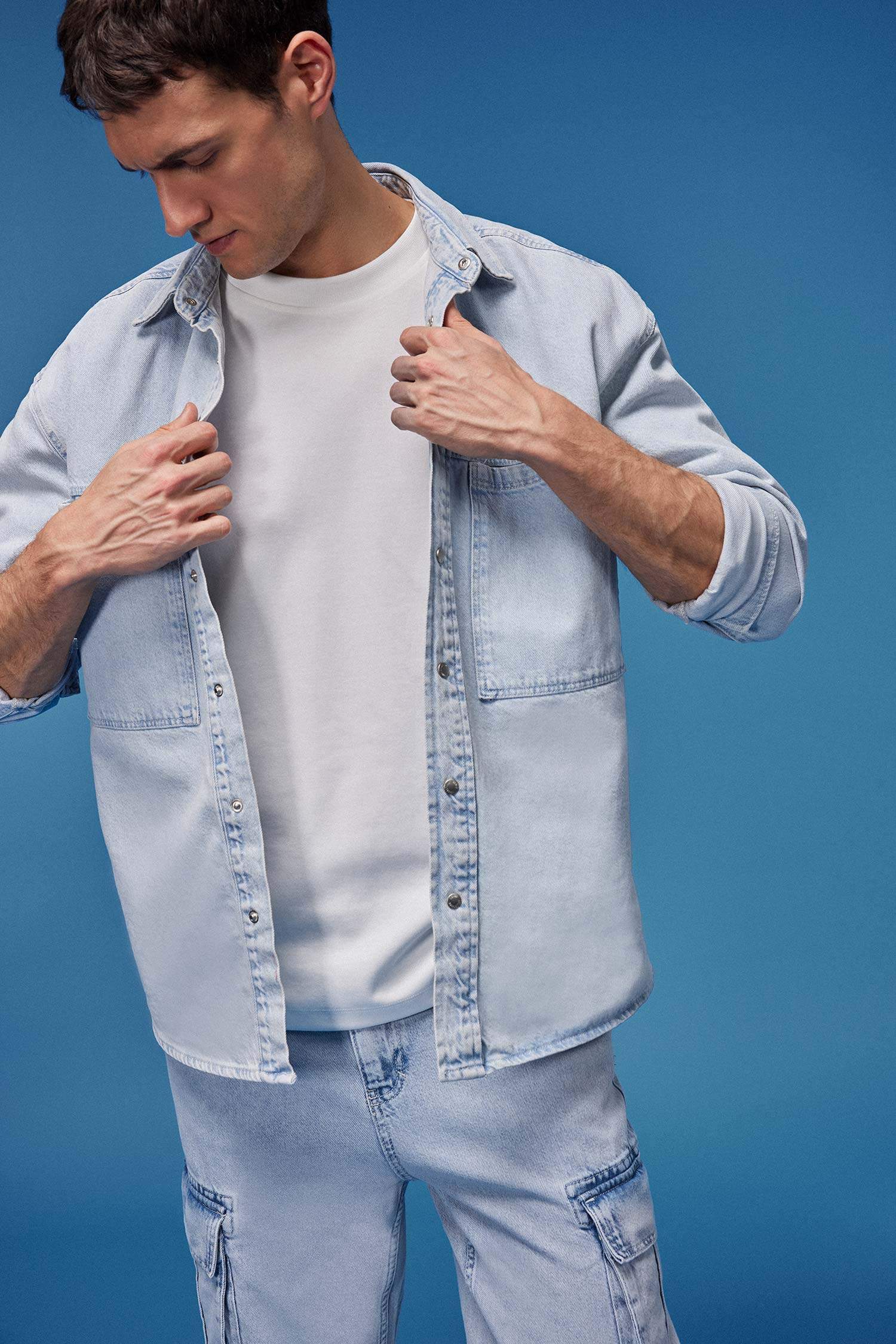 Oversize Fit Long Sleeve Denim Shirt