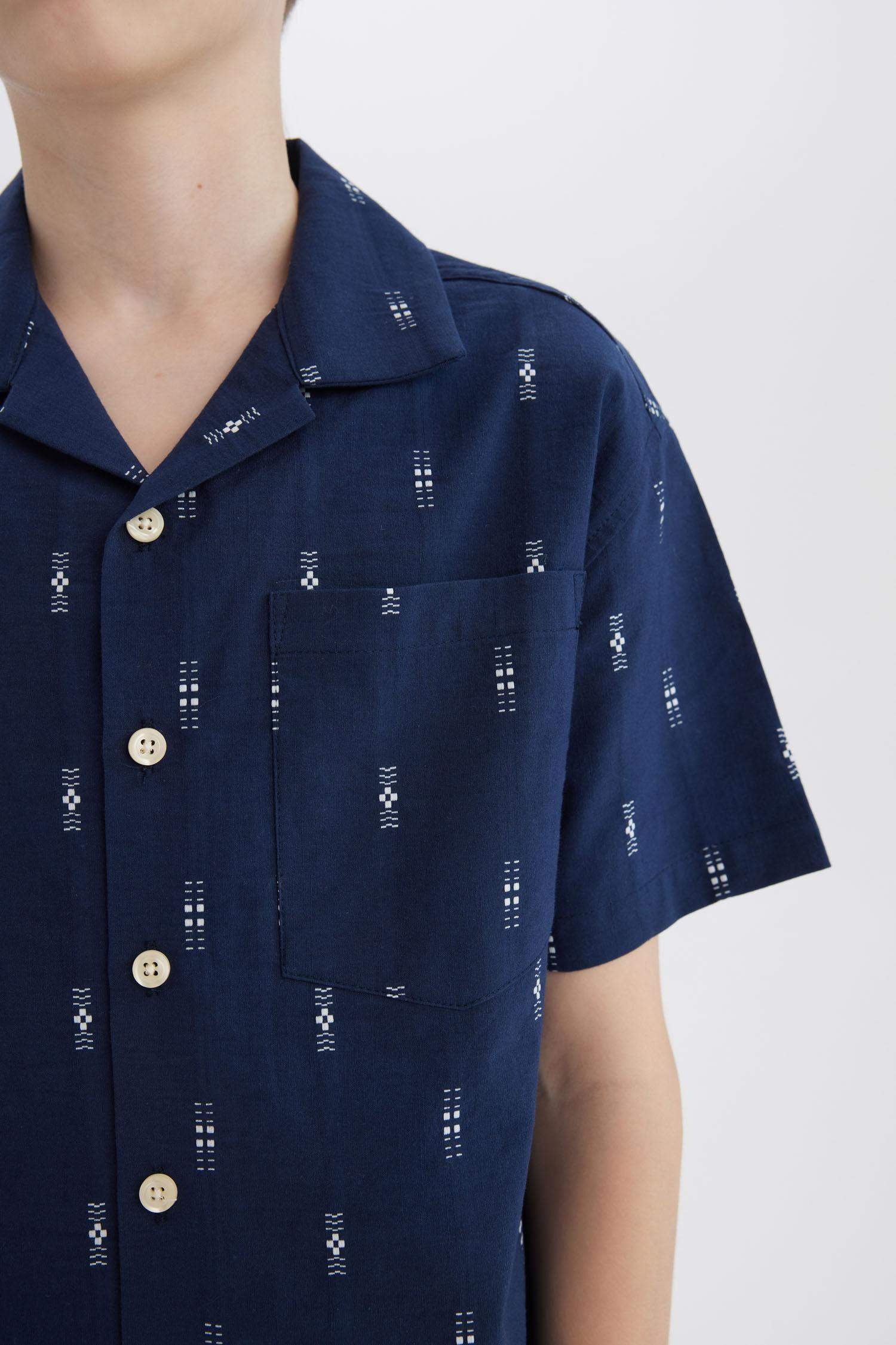 Erkek Çocuk Oversize Geniş Kalıp Polo Yaka Brode Kısa Kollu Gömlek