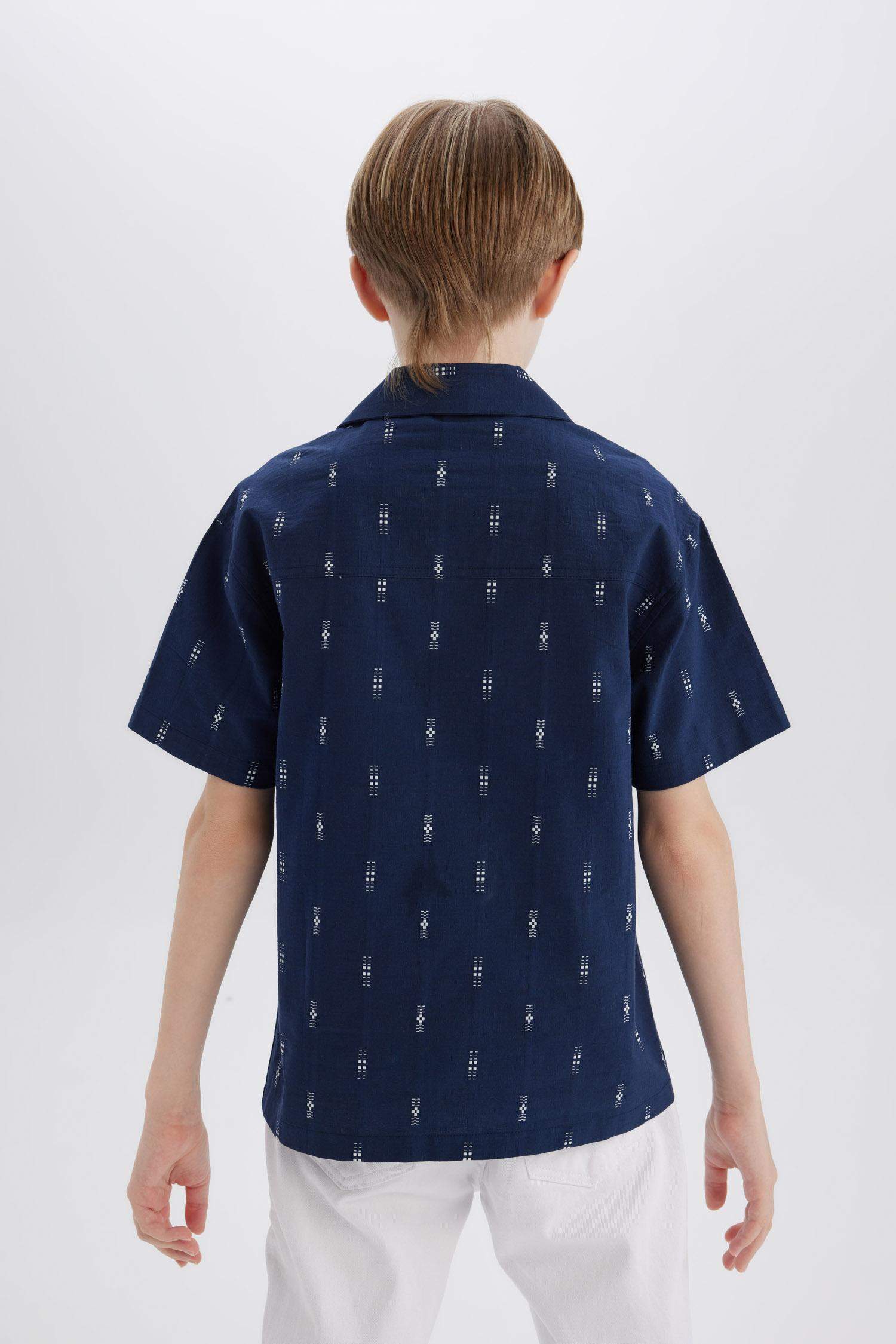 Erkek Çocuk Oversize Geniş Kalıp Polo Yaka Brode Kısa Kollu Gömlek