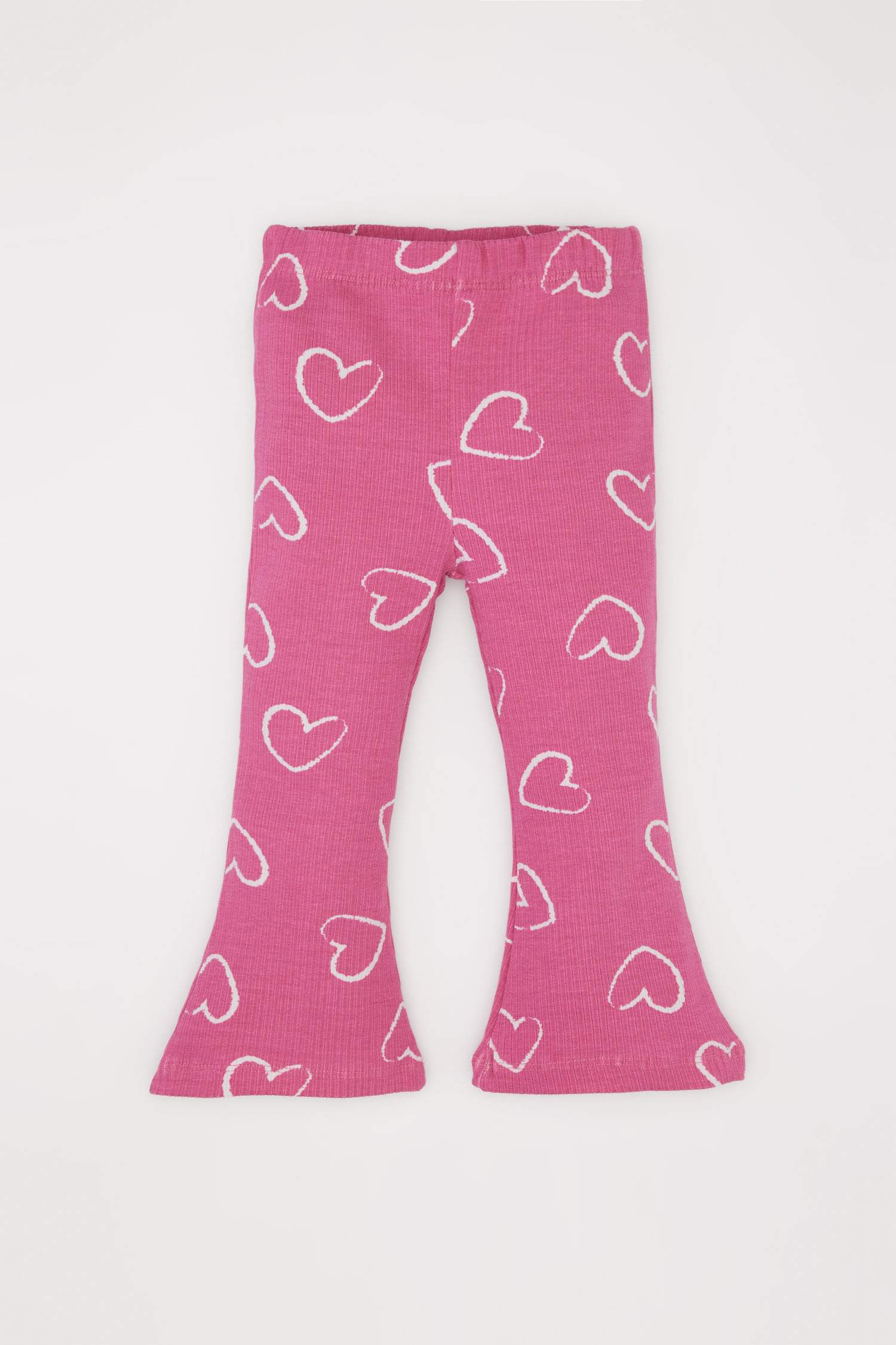 Kız Bebek 2'li Takım Bisiklet Yaka Sweatshirt Beli Lastikli İspanyol Paça Alt