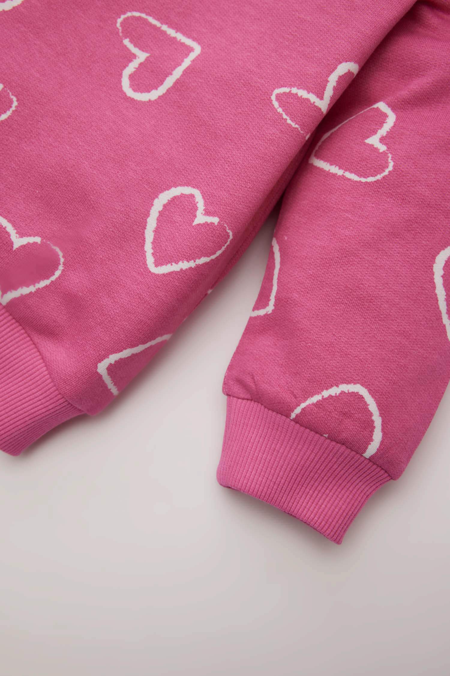 Kız Bebek 2'li Takım Bisiklet Yaka Sweatshirt Beli Lastikli İspanyol Paça Alt