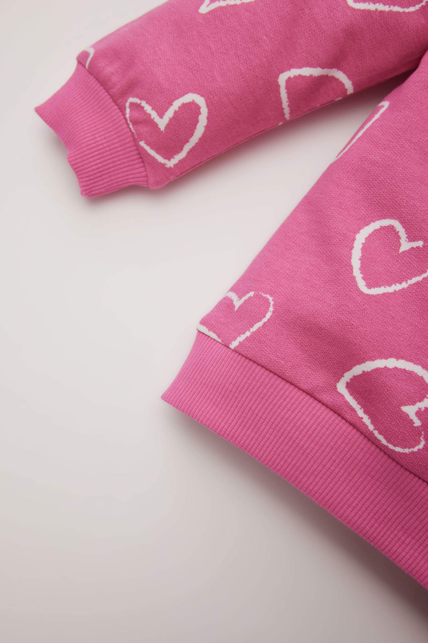 Kız Bebek 2'li Takım Bisiklet Yaka Sweatshirt Beli Lastikli İspanyol Paça Alt