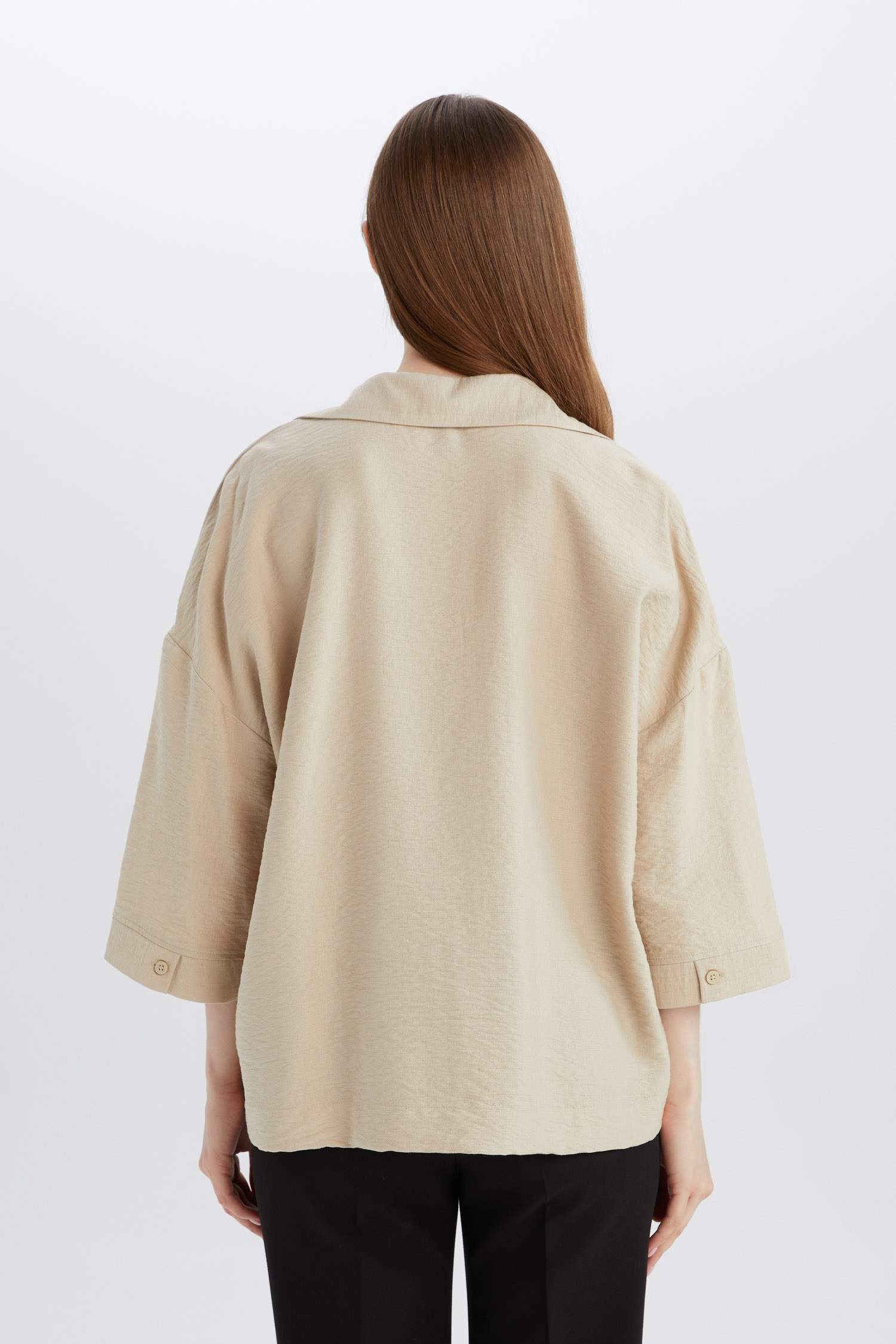 қалыпты пішім с мойын Ұзын Жеңді Блуза