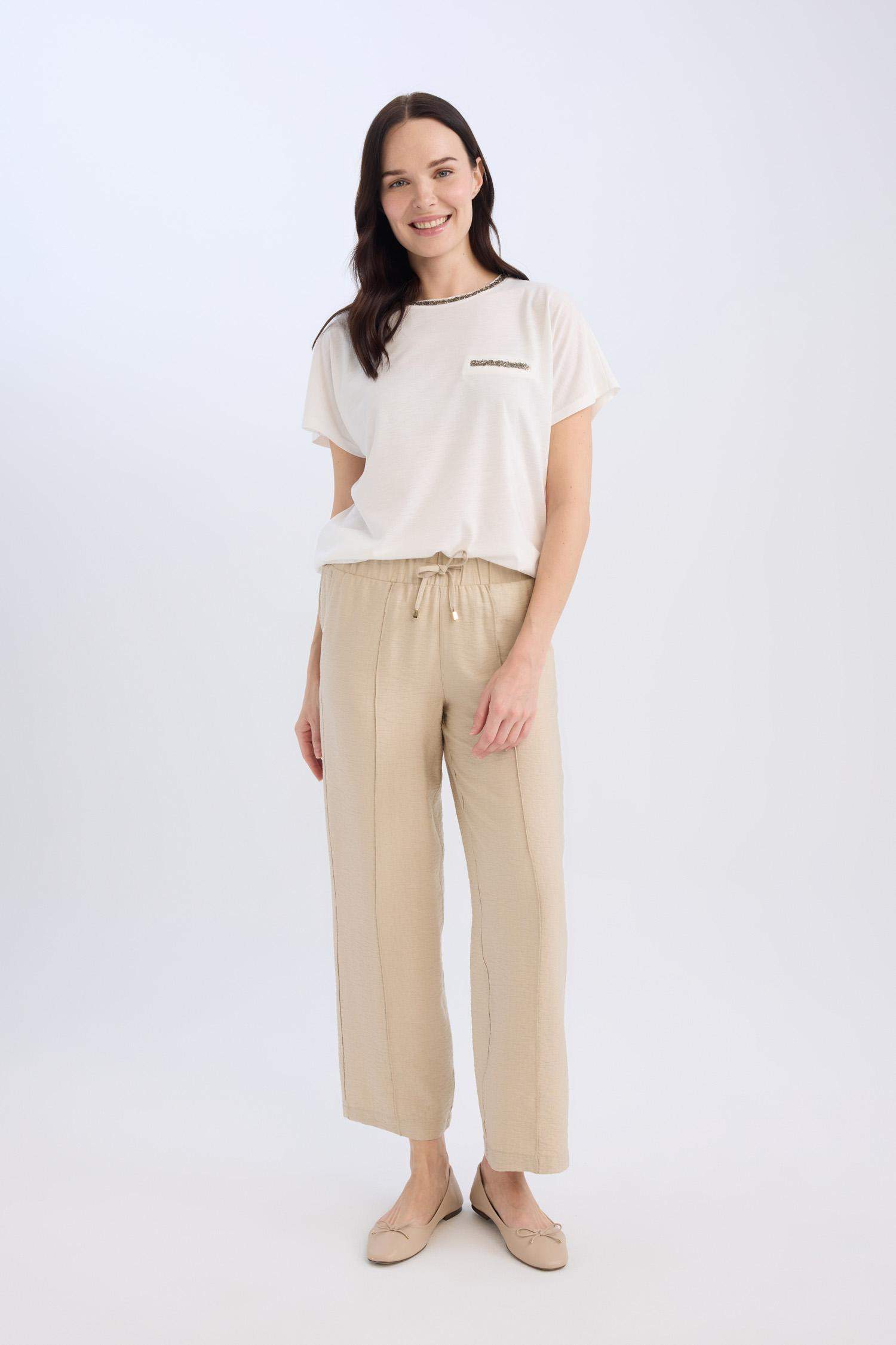 Wide Straight Leg Pocketed Laced Trousers