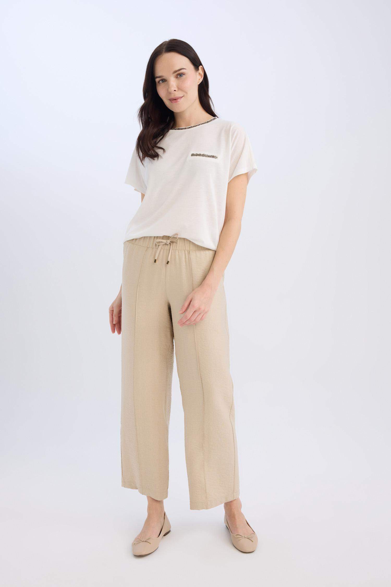 Wide Straight Leg Pocketed Laced Trousers