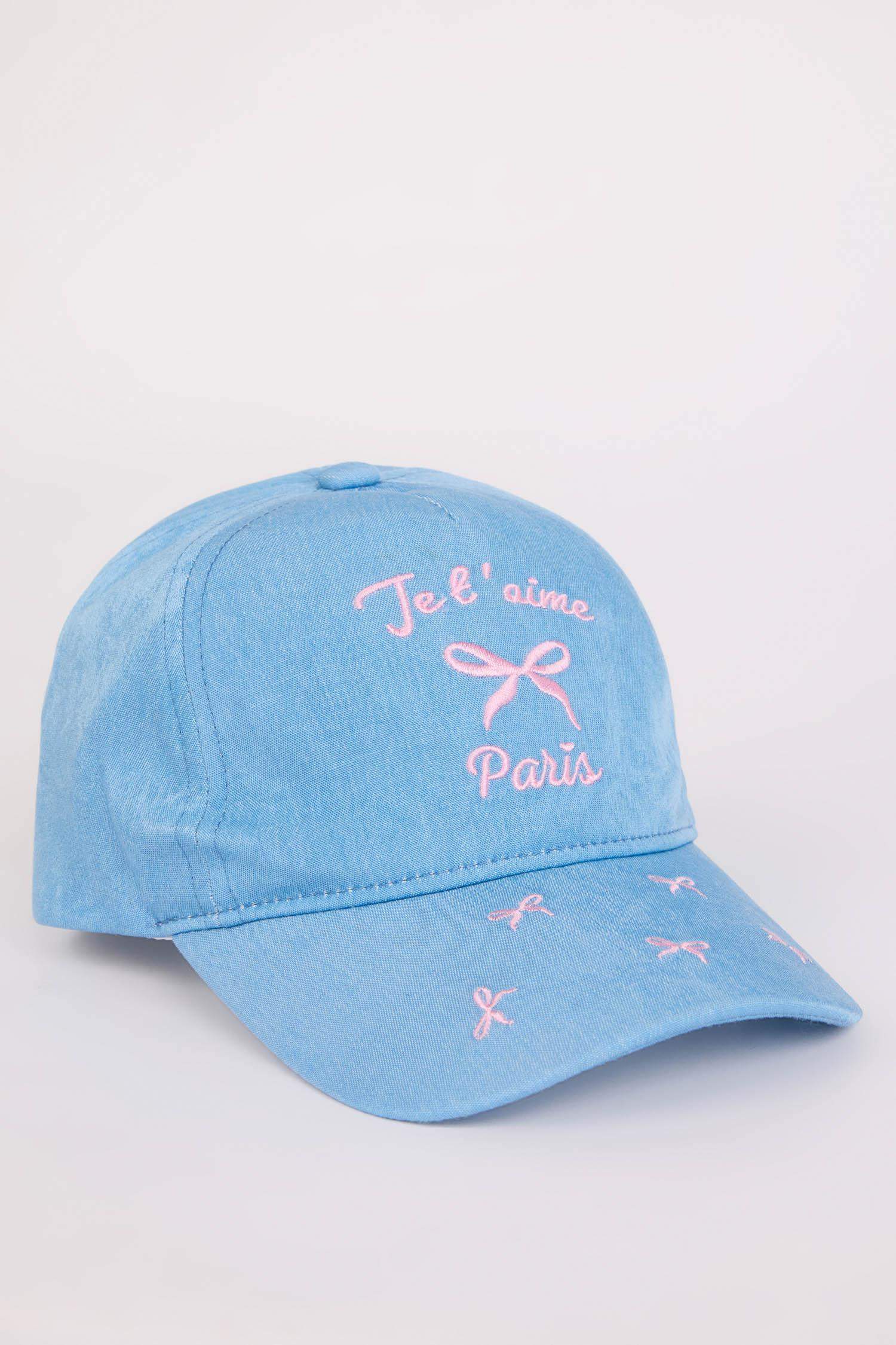 Kız Çocuk Nakışlı Jean Görünümlü Cap Şapka