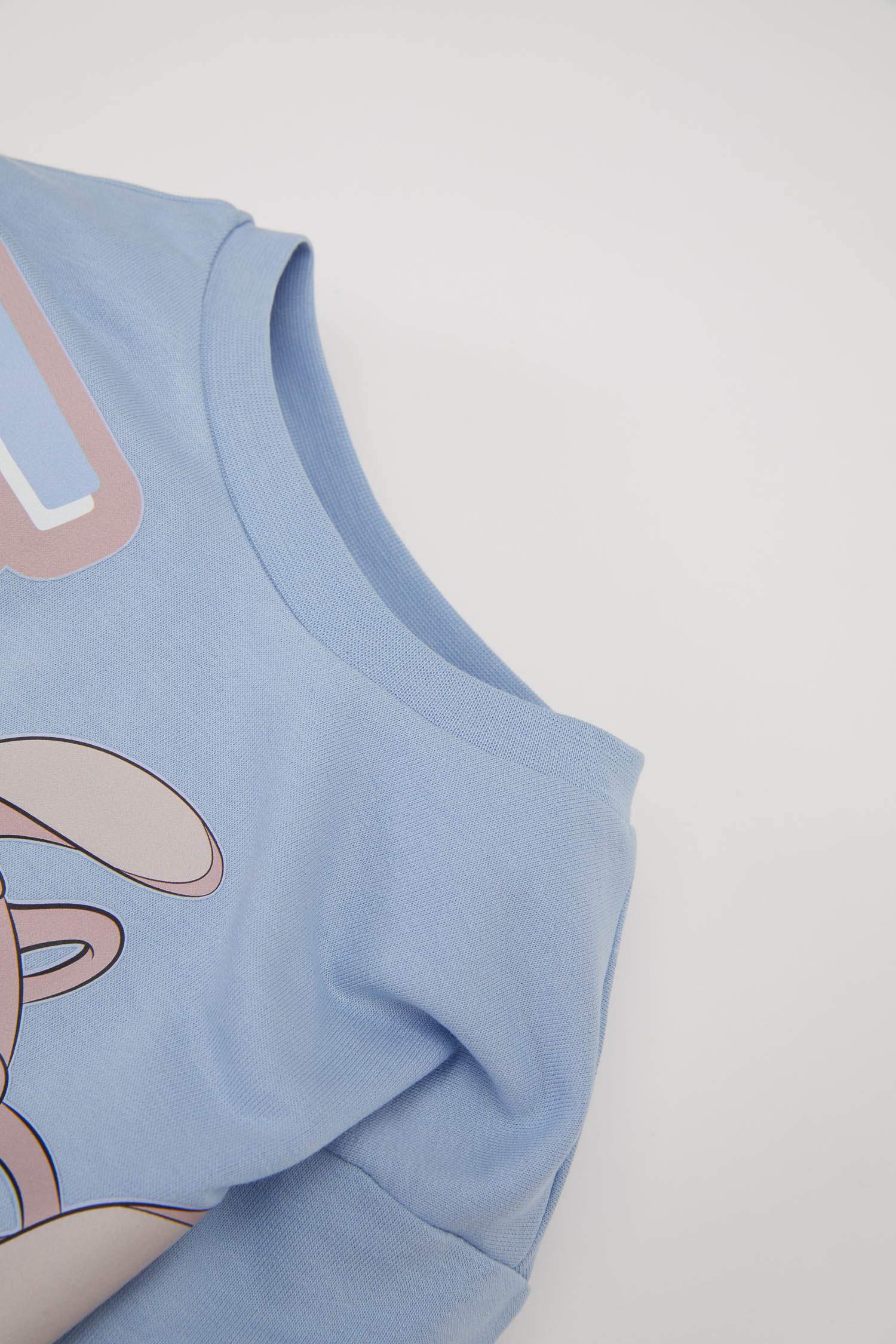 فستان قماش رقيق ردن طويل بياخة مستديرة ليلو وستيتش مرخص من