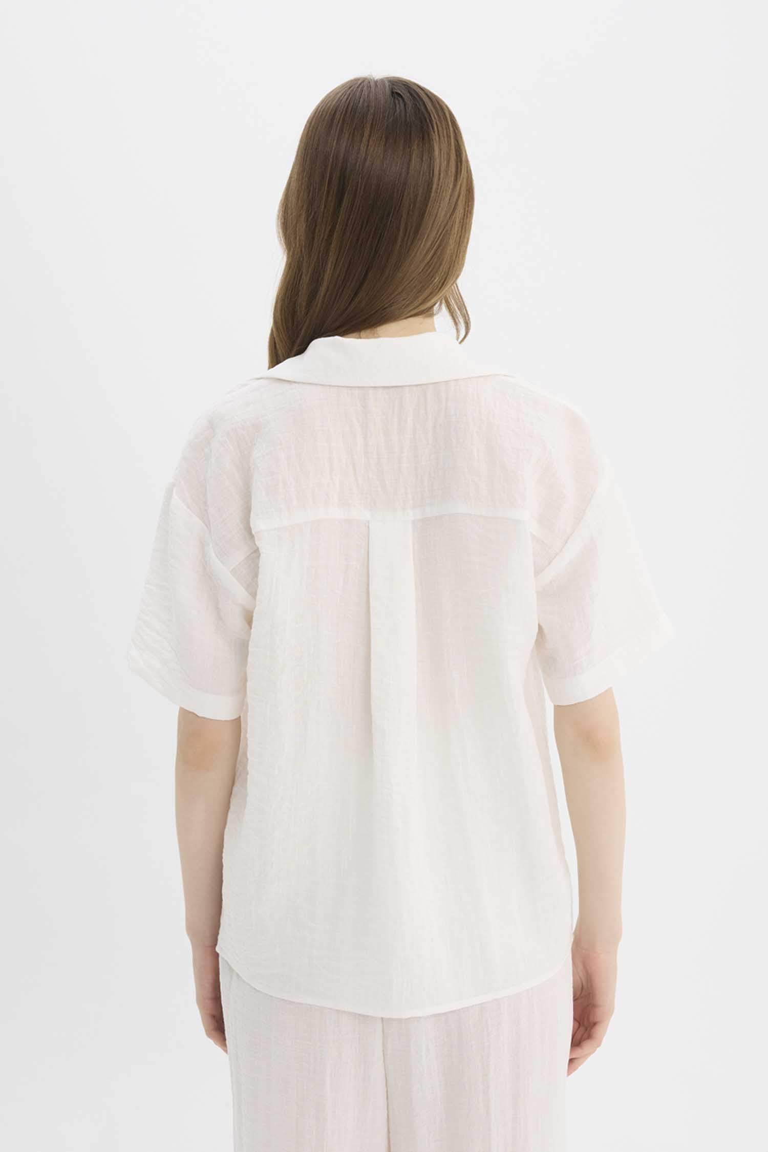 Chemise oversize effet lin à manches courtes