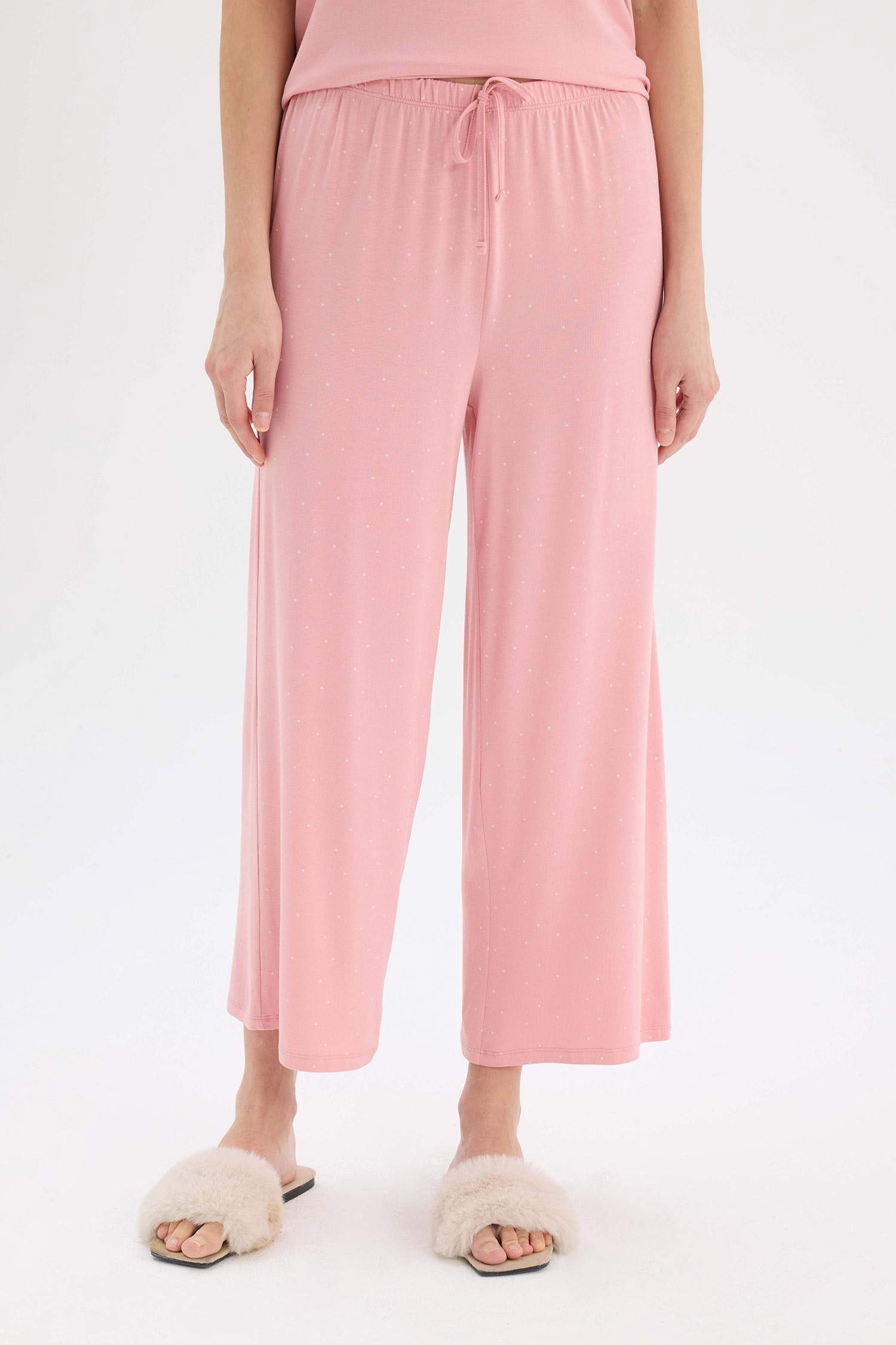 Pijama Takımı Kısa Kollu Üst Beli Lastikli Geniş Paça Alt