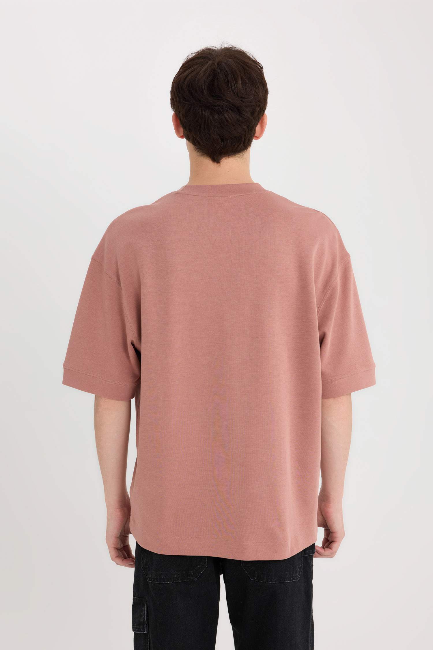 Loose Fit Bisiklet Yaka Baskılı Ağır Kumaş Tişört