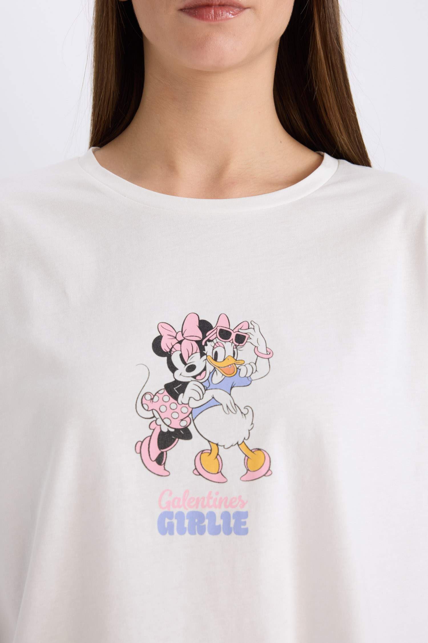 Disney Mickey Mouse &Friends Pijama Takımı Uzun Kollu Üst Beli Lastikli Uzun Alt-Fall in Love