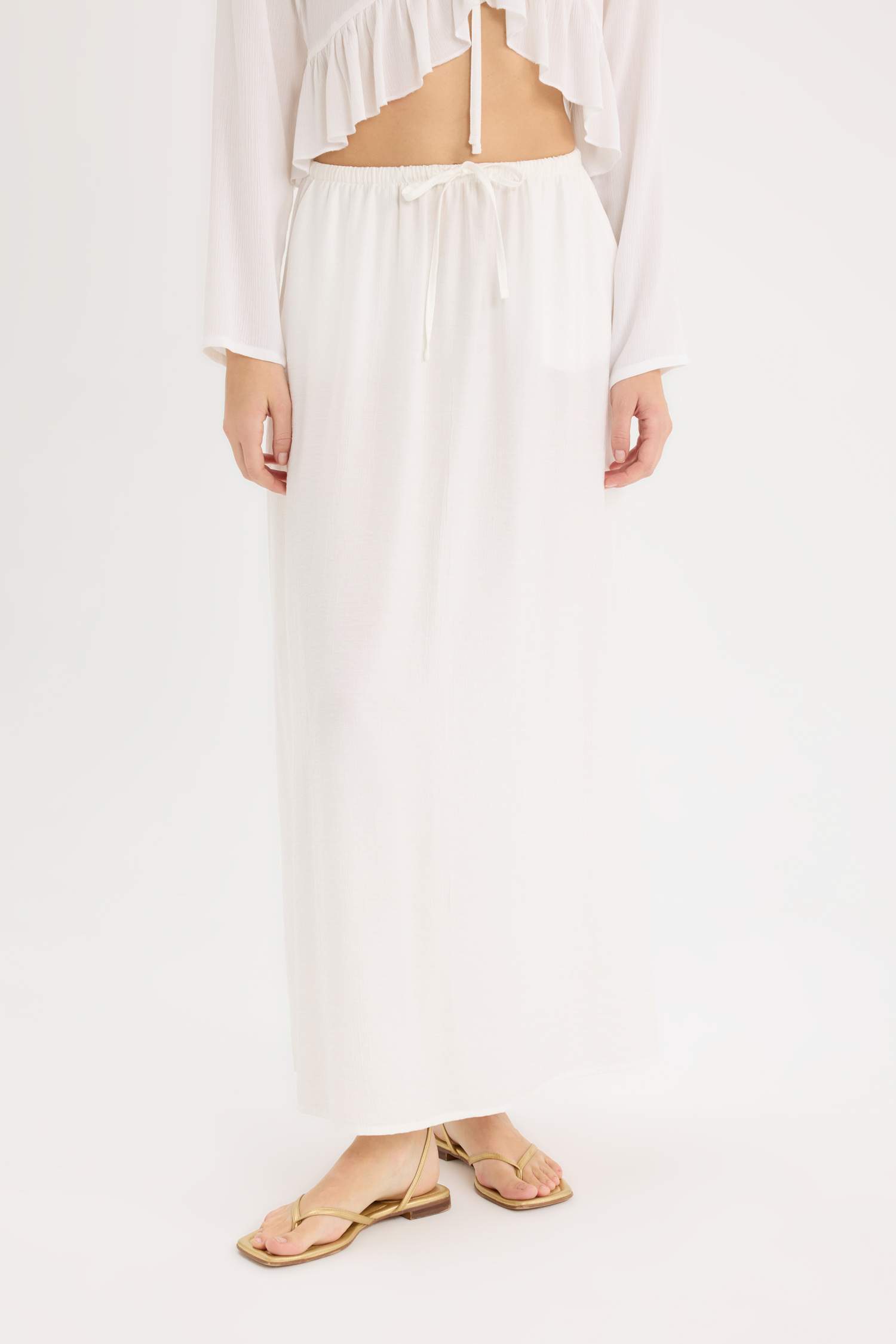 A Cut Normal Waist Maxi Skirt