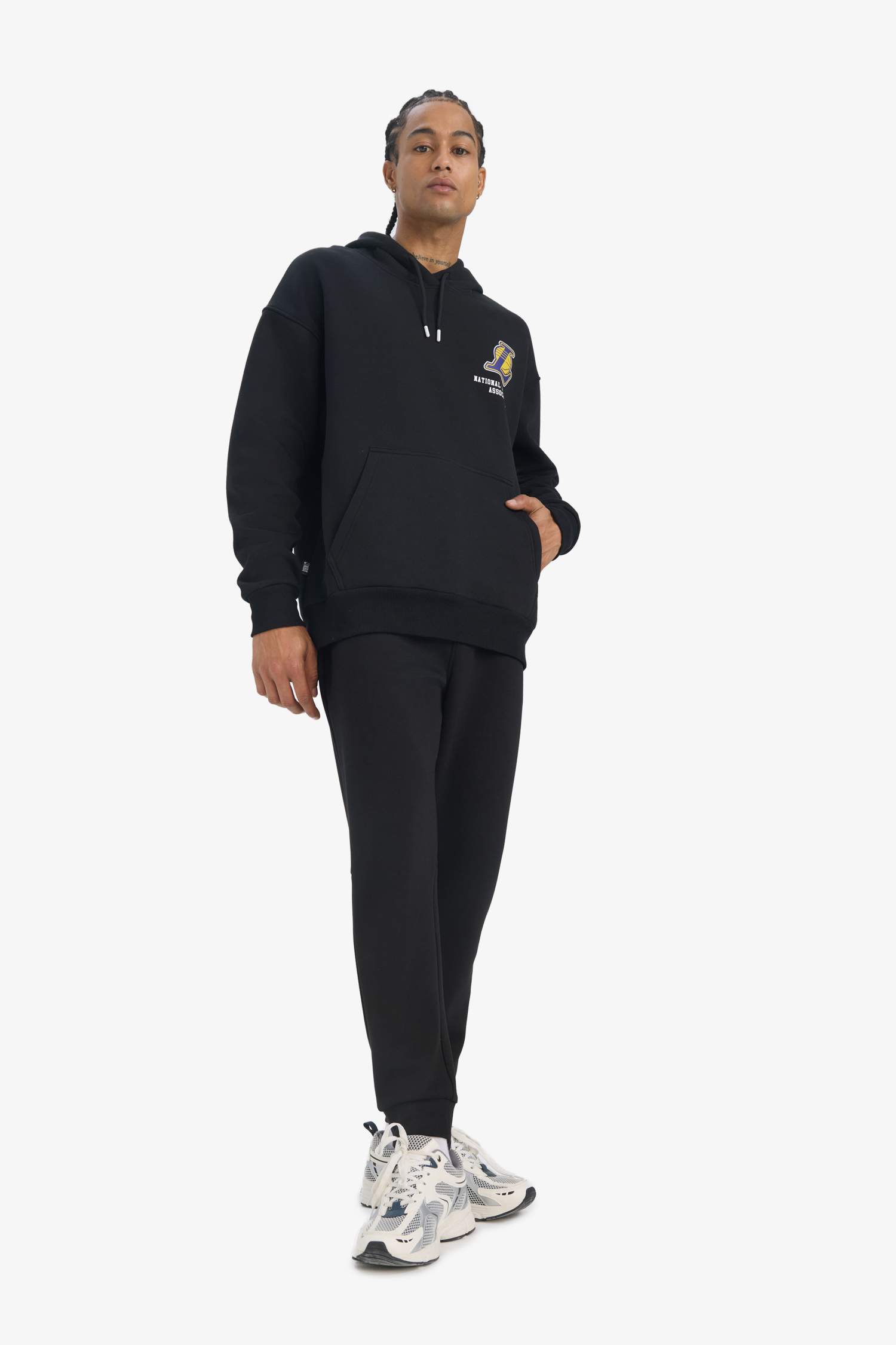 DeFactoFit NBA Los Angeles Lakers Oversize Geniş Kalıp Kapüşonlu Kalın Sweatshirt