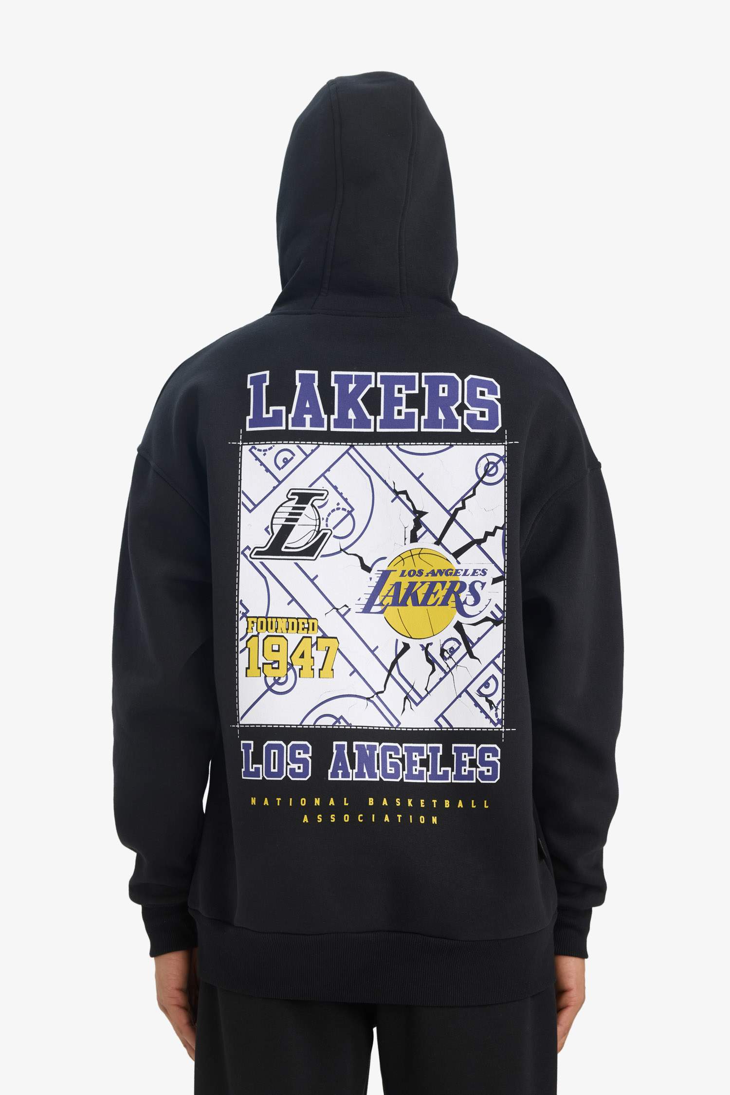 DeFactoFit NBA Los Angeles Lakers Oversize Geniş Kalıp Kapüşonlu Kalın Sweatshirt