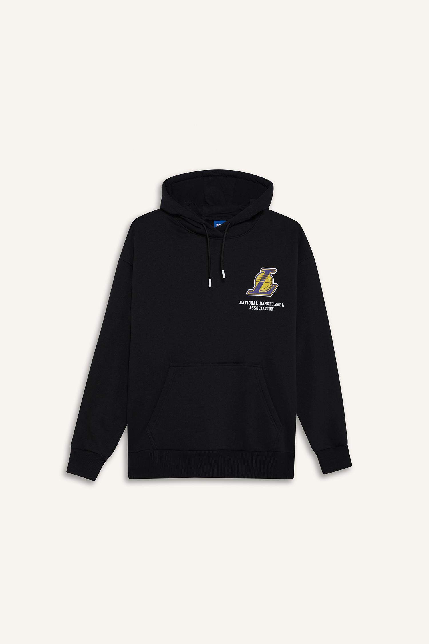 DeFactoFit NBA Los Angeles Lakers Oversize Geniş Kalıp Kapüşonlu Kalın Sweatshirt