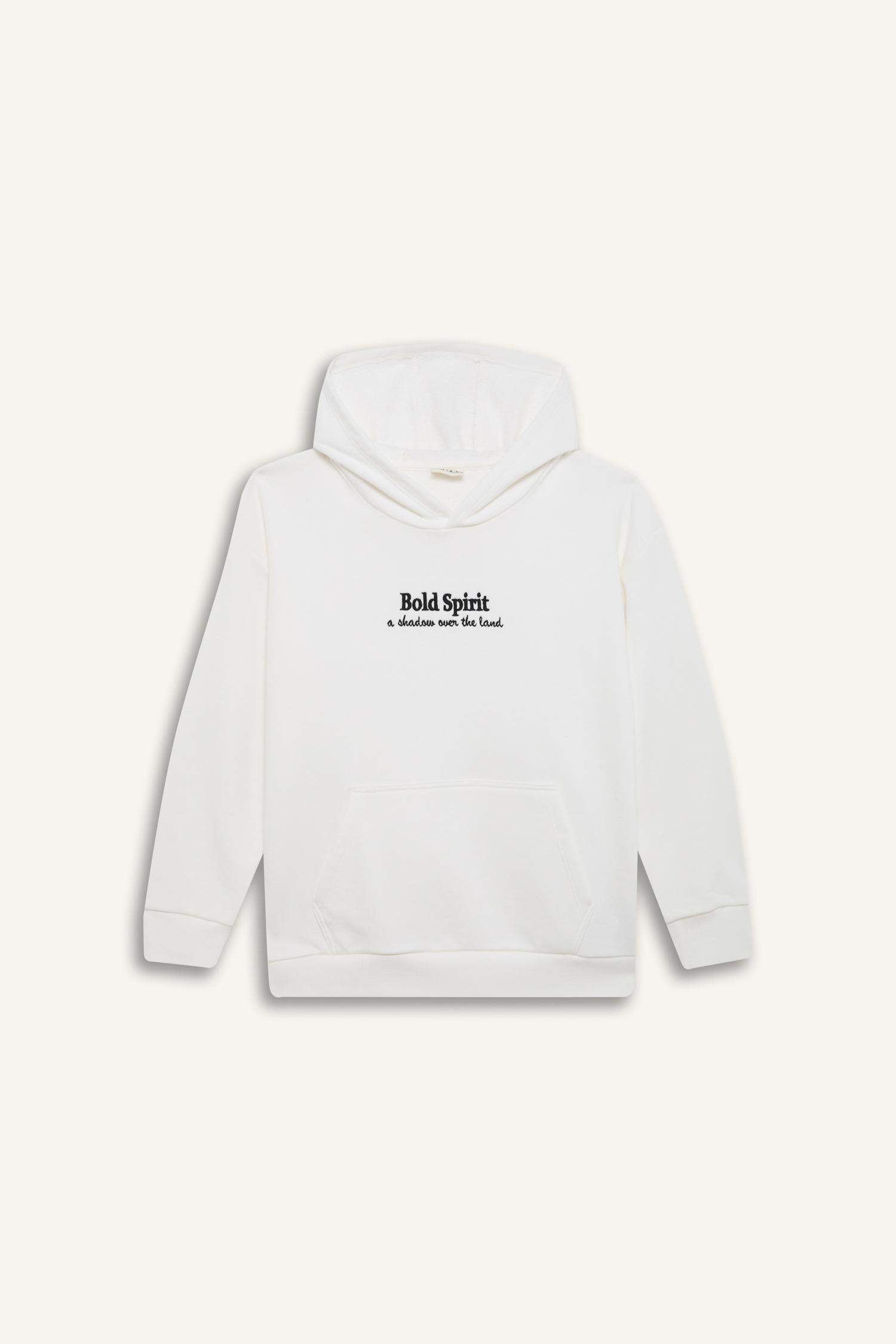 Erkek Çocuk Oversize Geniş Kalıp Kapüşonlu Nakışlı Sweatshirt