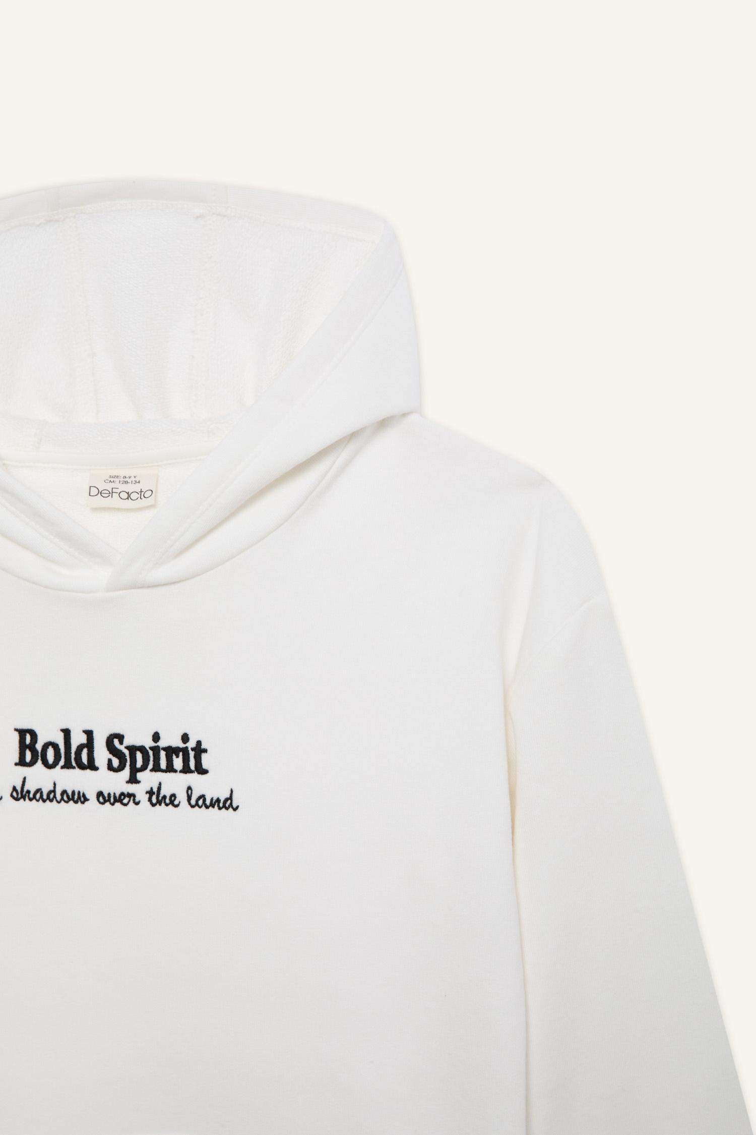 Erkek Çocuk Oversize Geniş Kalıp Kapüşonlu Nakışlı Sweatshirt