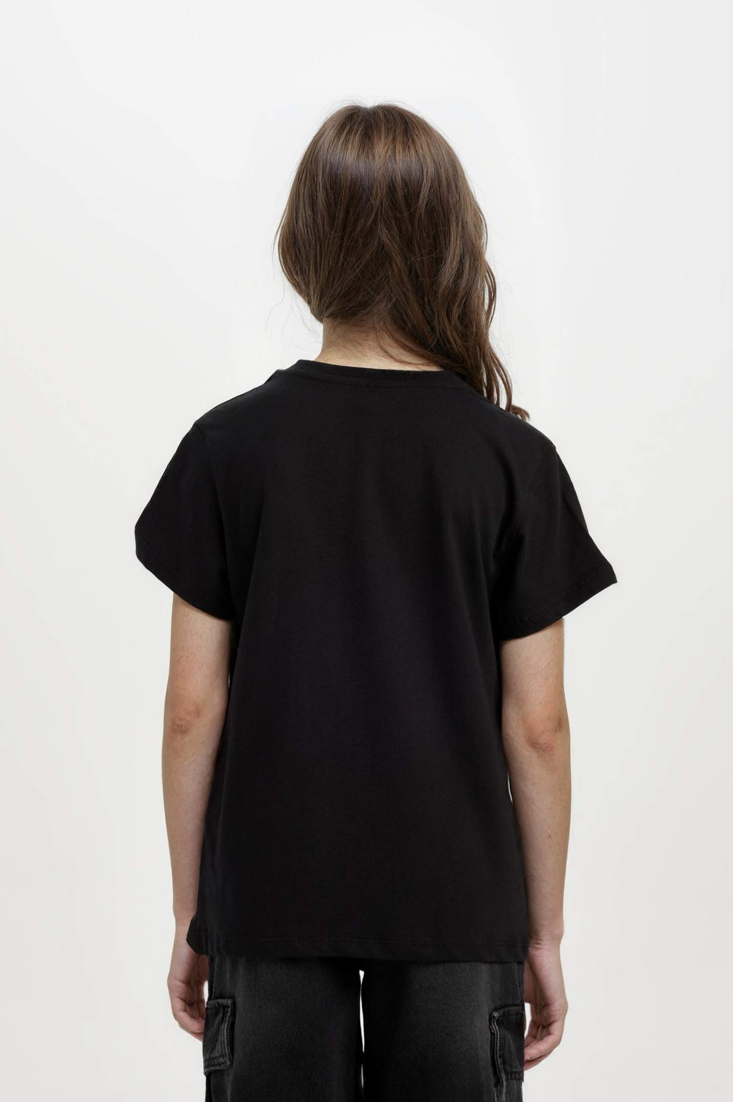 Bisiklet Yaka Basic Düz Kısa Kollu Tişört Kız Çocuk