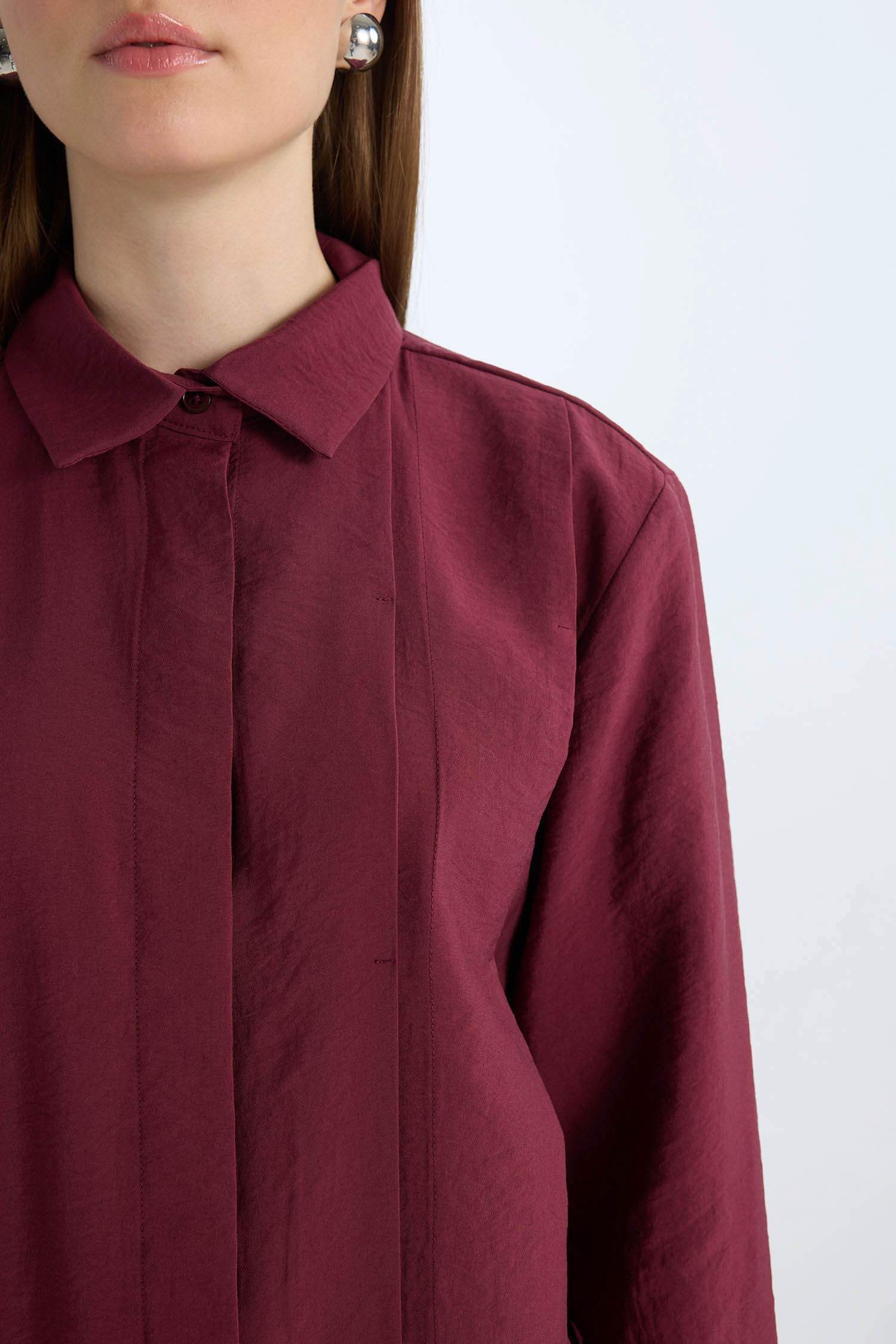 Relax Fit Modal Basic Long Sleeve Shirt Tunic