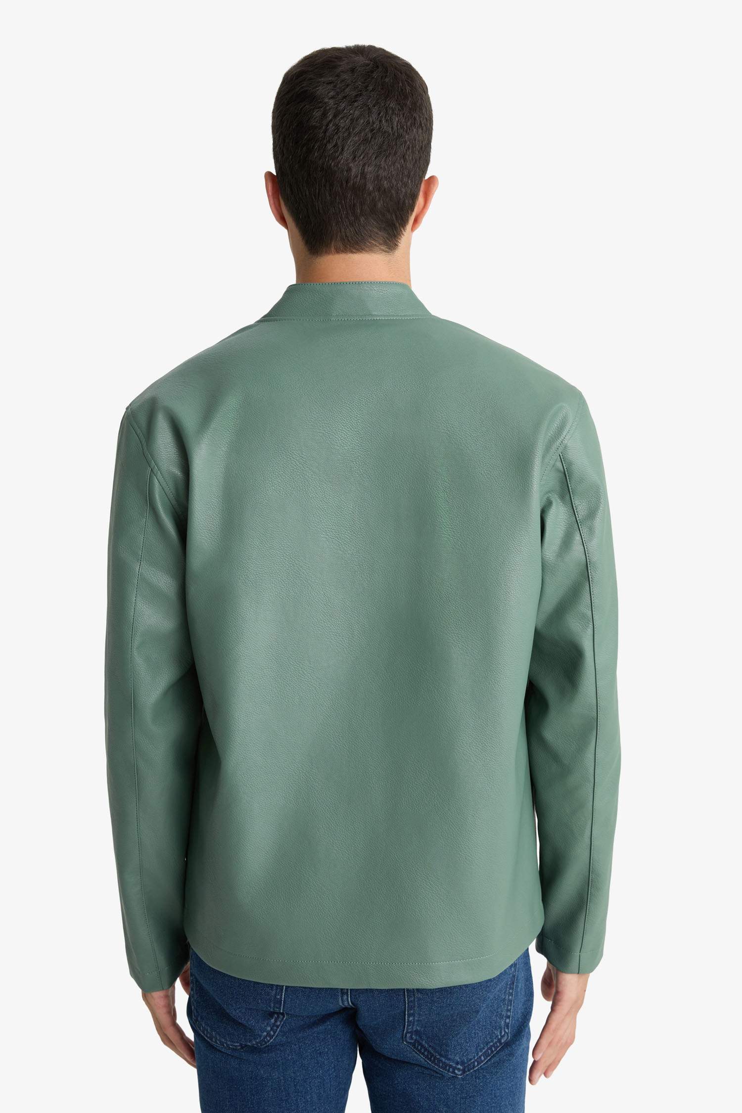 جاكيت جلد صناعي سليم فيت بياخة عالية مقاوم للماء