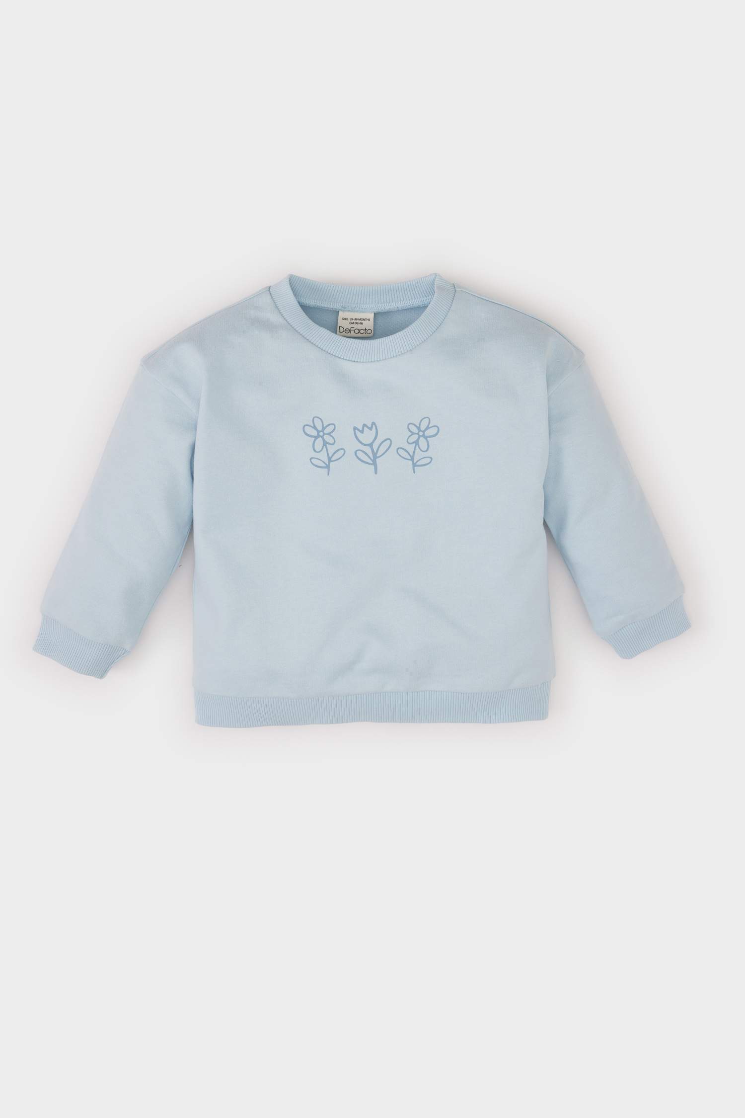 Kız Bebek Bisiklet Yaka Çiçekli Sweatshirt